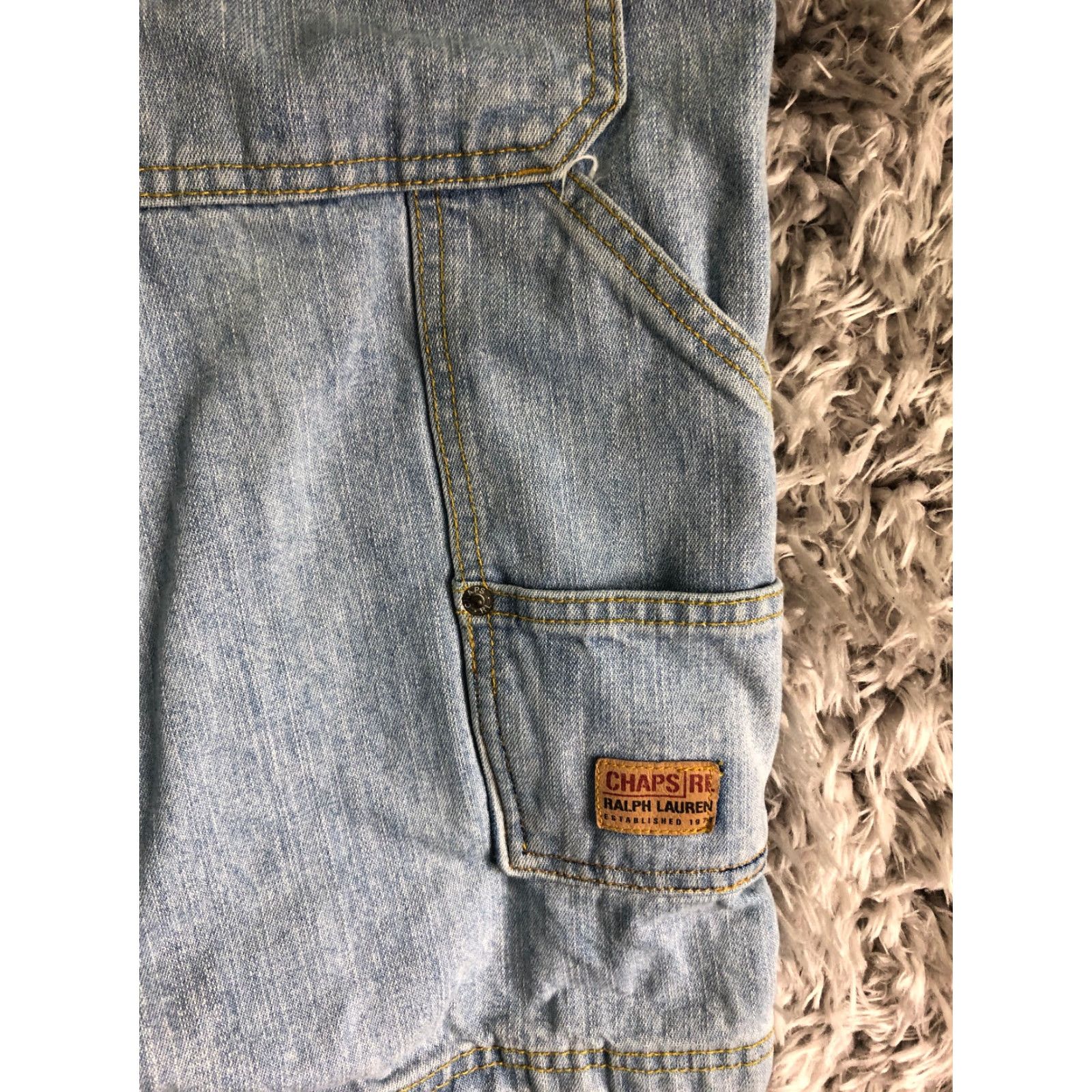 Chaps Chaps Mens 36 Mid Rise Bermuda Denim Shorts Jeans Carpenter Blue Wash 5-Pocket Regular Fit Casual Mens Size US 36 / EU 52 - 6 Thumbnail