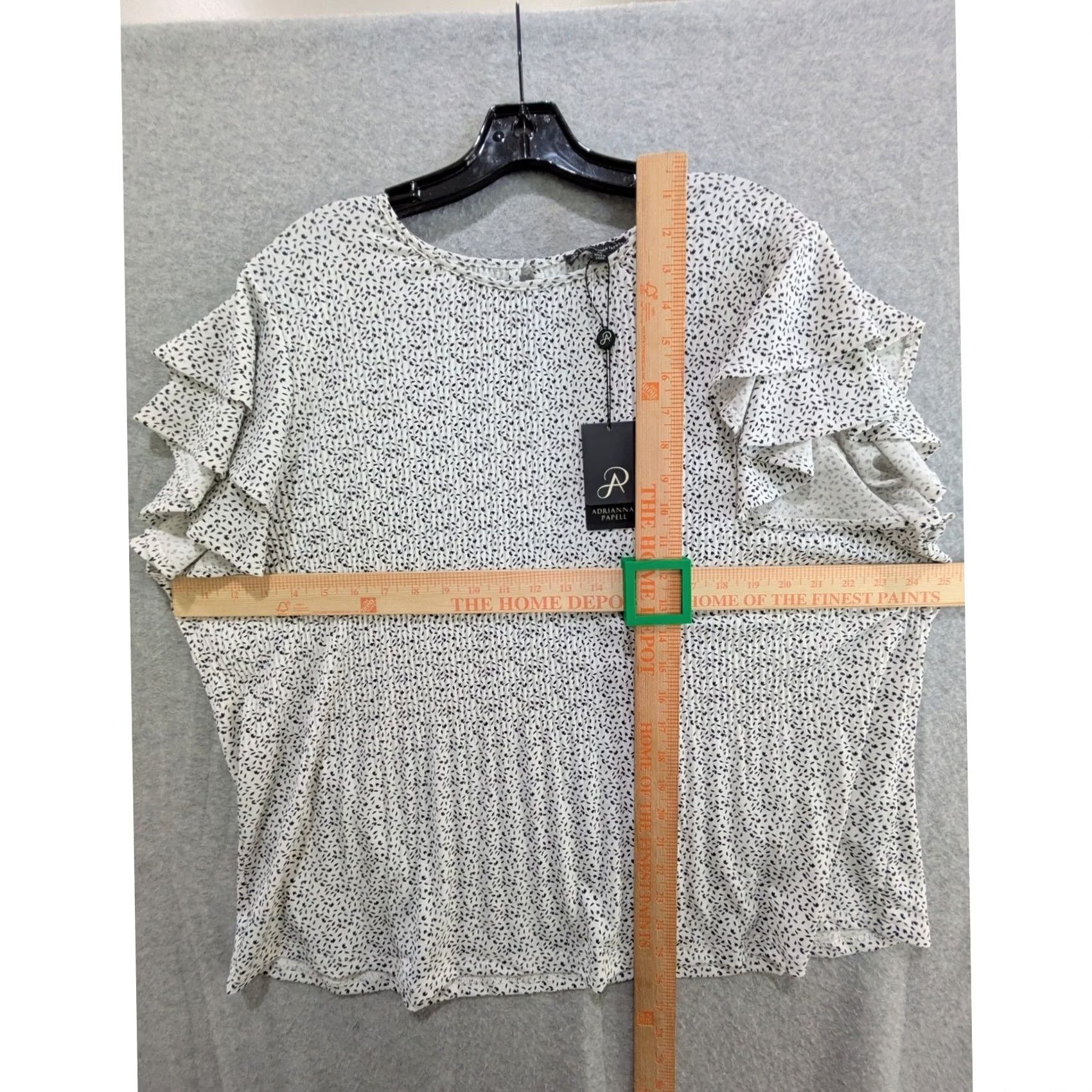 Adrianna Papell Adrianna Papell Blouse Women XL Ivory Black Floral Micro Pleat Puff Sleeve NWT Size XL / US 12-14 / IT 48-50 - 3 Thumbnail