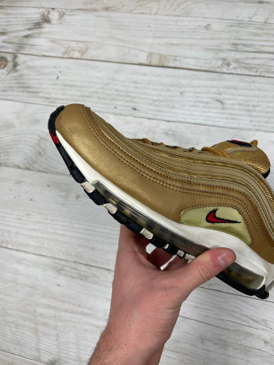Nike Nike Air Max 97 OG Metallic Gold Sneakers Size US 9 / EU 42 - 14 Thumbnail