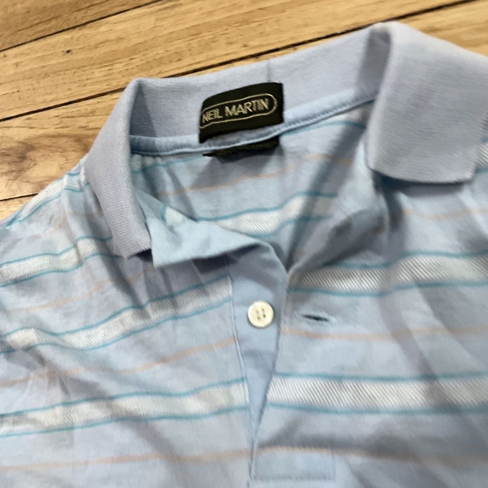 Vintage NEIL MARTIN Polo Shirt Men M Blue Made In Japan Preppy Retro Golf Spread Collar Short Sleeve Striped Pattern Size US M / EU 48-50 / 2 - 3 Thumbnail