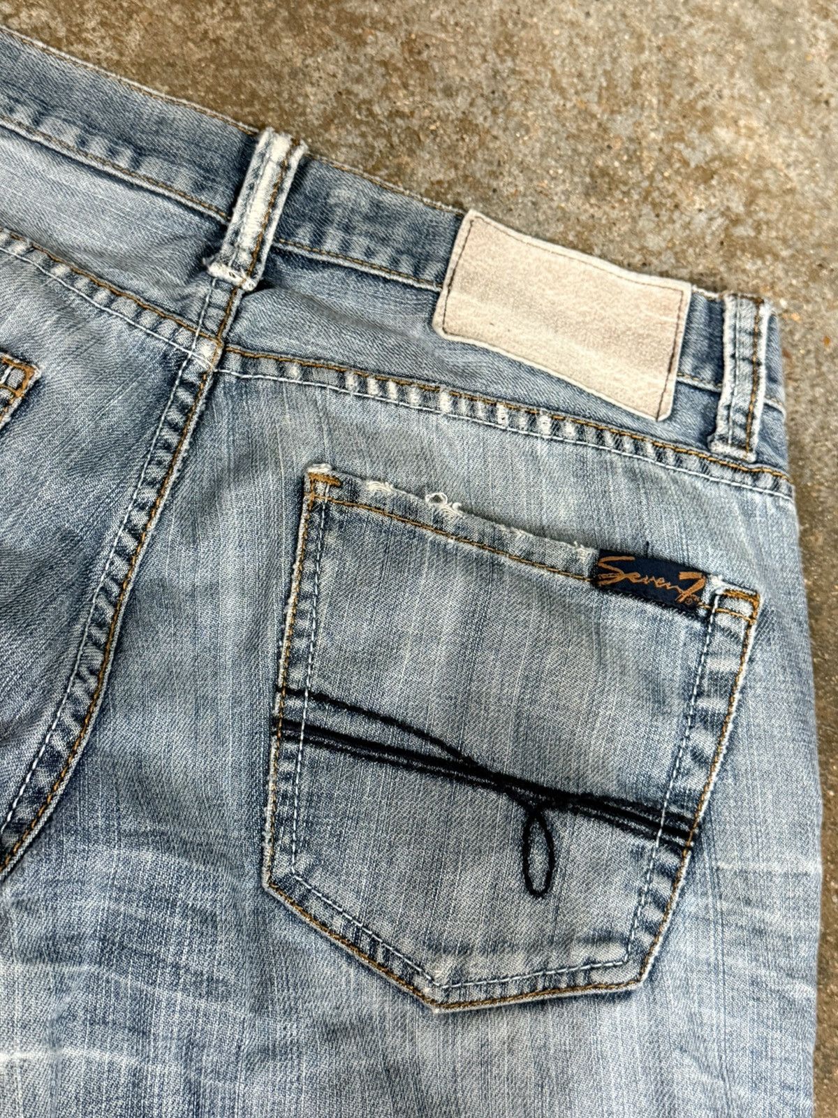 7 For All Mankind 7 For All Mankind Distressed Ripped Knee Cut Denim Boot Jean Size US 29 - 10 Thumbnail