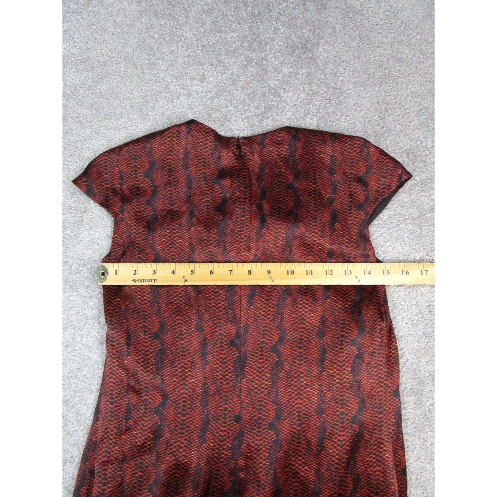 Vintage Hugo Boss Dress Womens 2 Red Satin Silk Knee Length A-Line Pencil Sheath 100% Silk Size XS / US 0-2 / IT 36-38 - 5 Thumbnail