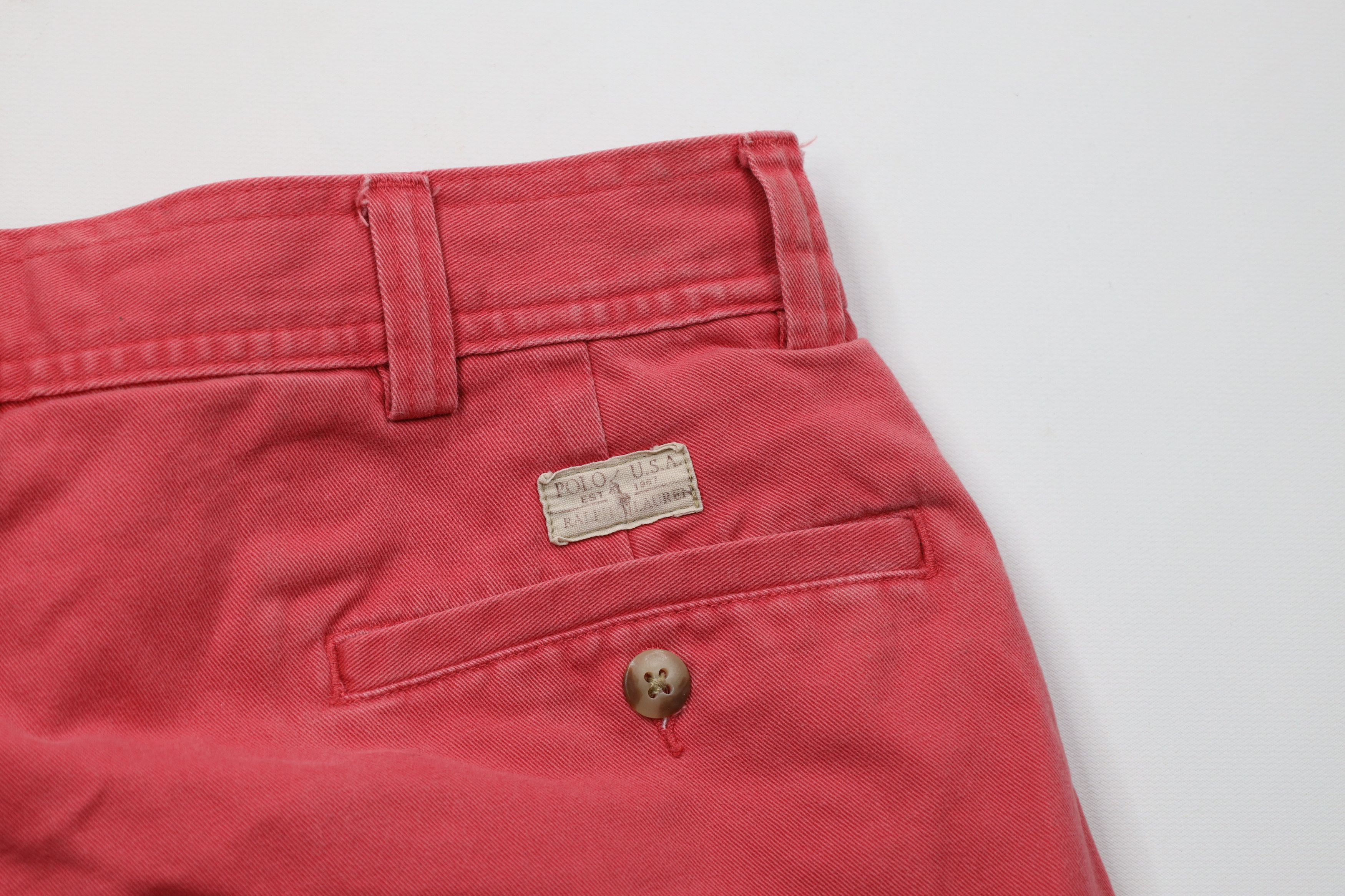 Ralph Lauren Vintage 90s Ralph Lauren Cargo Shorts Red Cotton Chinos Size US 34 / EU 50 - 11 Thumbnail