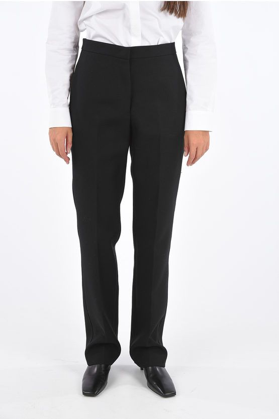 image of Jil Sander Twill Lang Palazzo Pants in Black, Women's (Size 26)