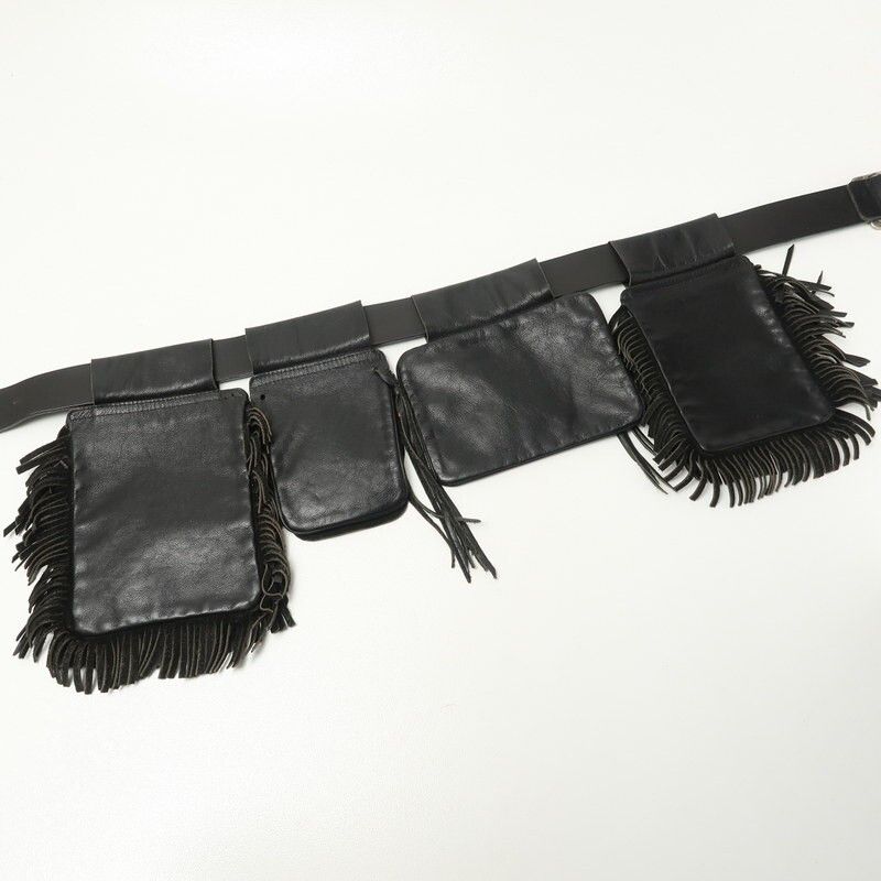 Yohji Yamamoto Leather Fringe Pocket Belt Size 32 - 4 Thumbnail