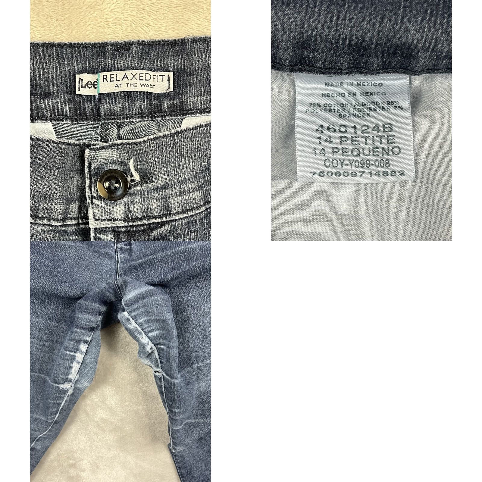 Lee Lee Jeans Women's Relaxed Fit Straight Leg Jeans Dark Wash 14P Petite Denim Pants Size 36" / US 14 / IT 50 - 8 Thumbnail