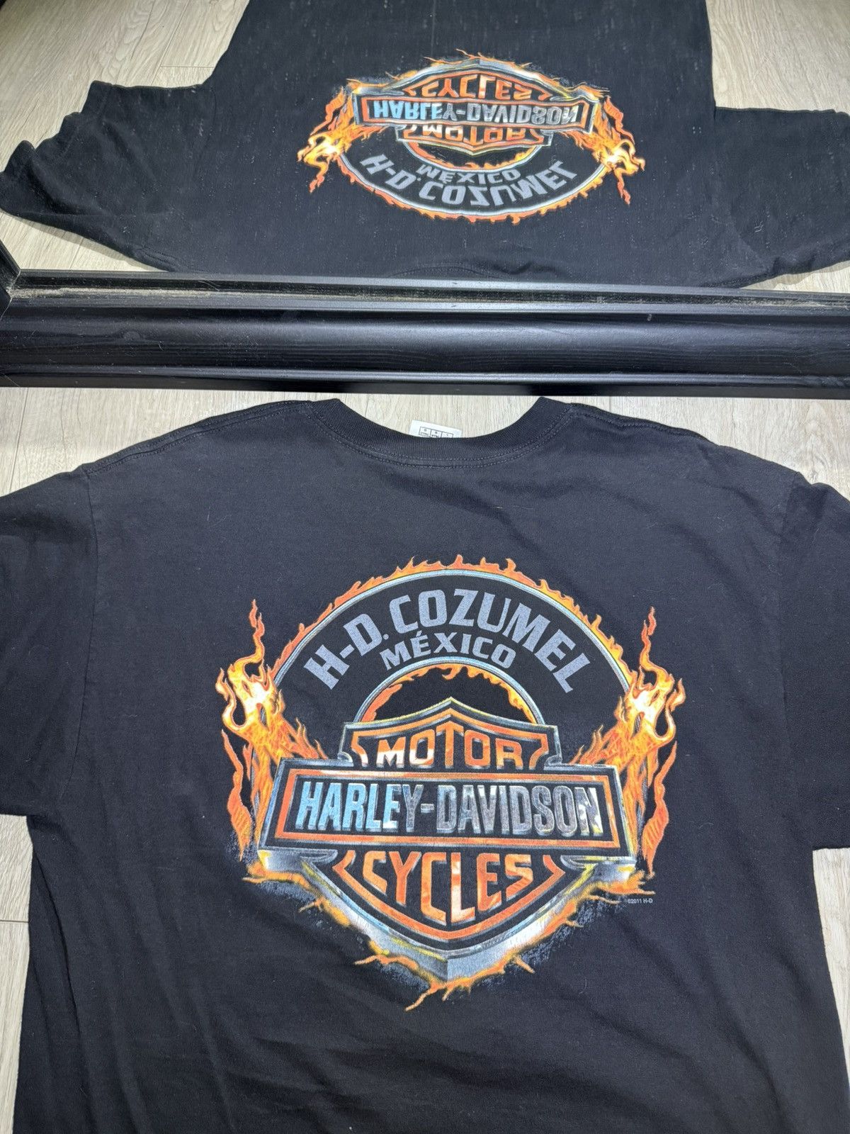 Harley Davidson × JNCO × Vintage Vintage / Y2K Harley Davidson Flaming Skeleton / Skull Shir Size US L / EU 52-54 / 3 - 2 Thumbnail