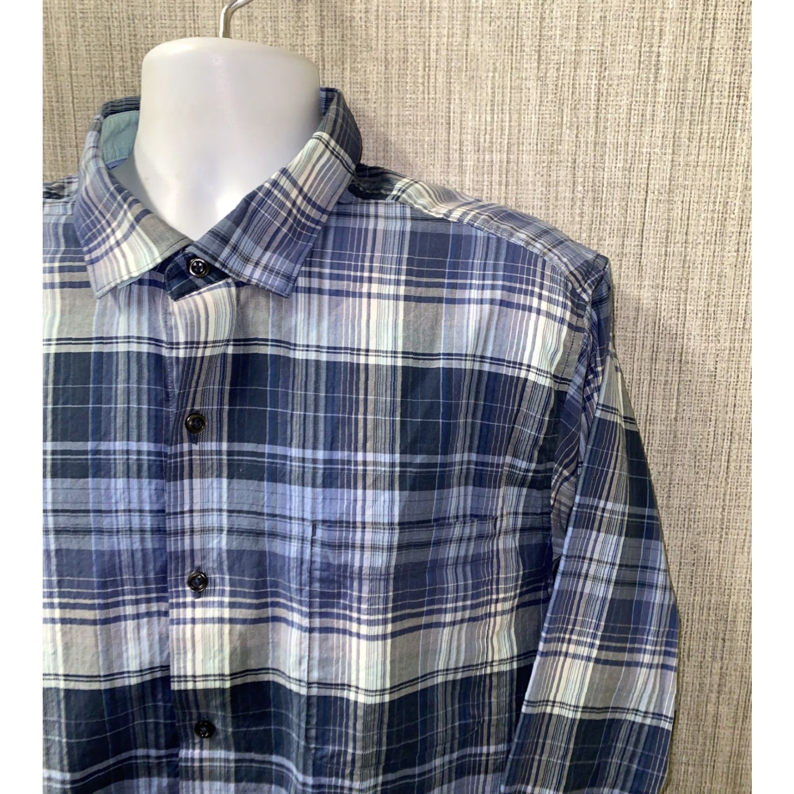 Tommy Bahama Tommy Bahama Shirt Mens XL Button-Up Blue Plaid Long Sleeve Button Front Collared Regular Size US XL / EU 56 / 4 - 2 Thumbnail