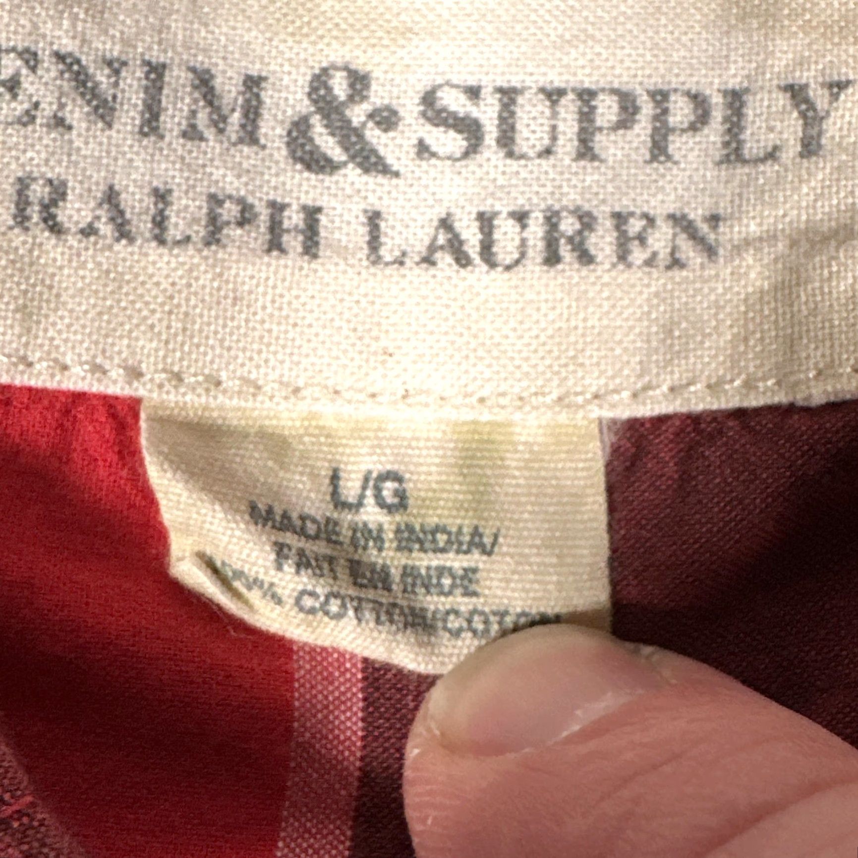 Vintage VINTAGE Denim & Supply Ralph Lauren Shirt Mens Large Red Plaid Long Sleeve Button-Down Size US L / EU 52-54 / 3 - 4 Thumbnail