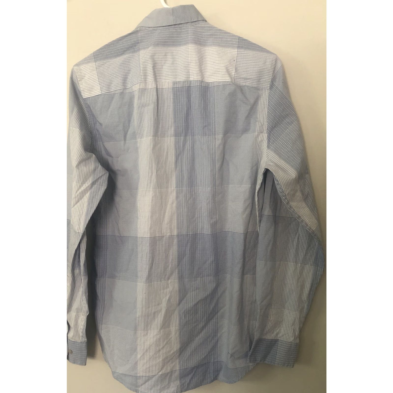 Calvin Klein Calvin Klein Dress Shirt Mens Classic S Fit 14 1/2 Blue Plaid Non-Iron Button-Down Collared Long Sleeve Size 36R - 4 Thumbnail