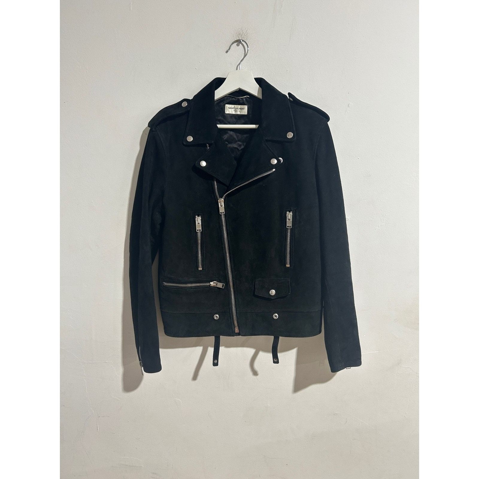 SAINT LAURENT PARIS BLK SUEDE LEATHER L01 JACKET 52 (US XL)