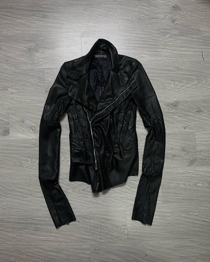 EKAM docking zip gimmick leather jacket