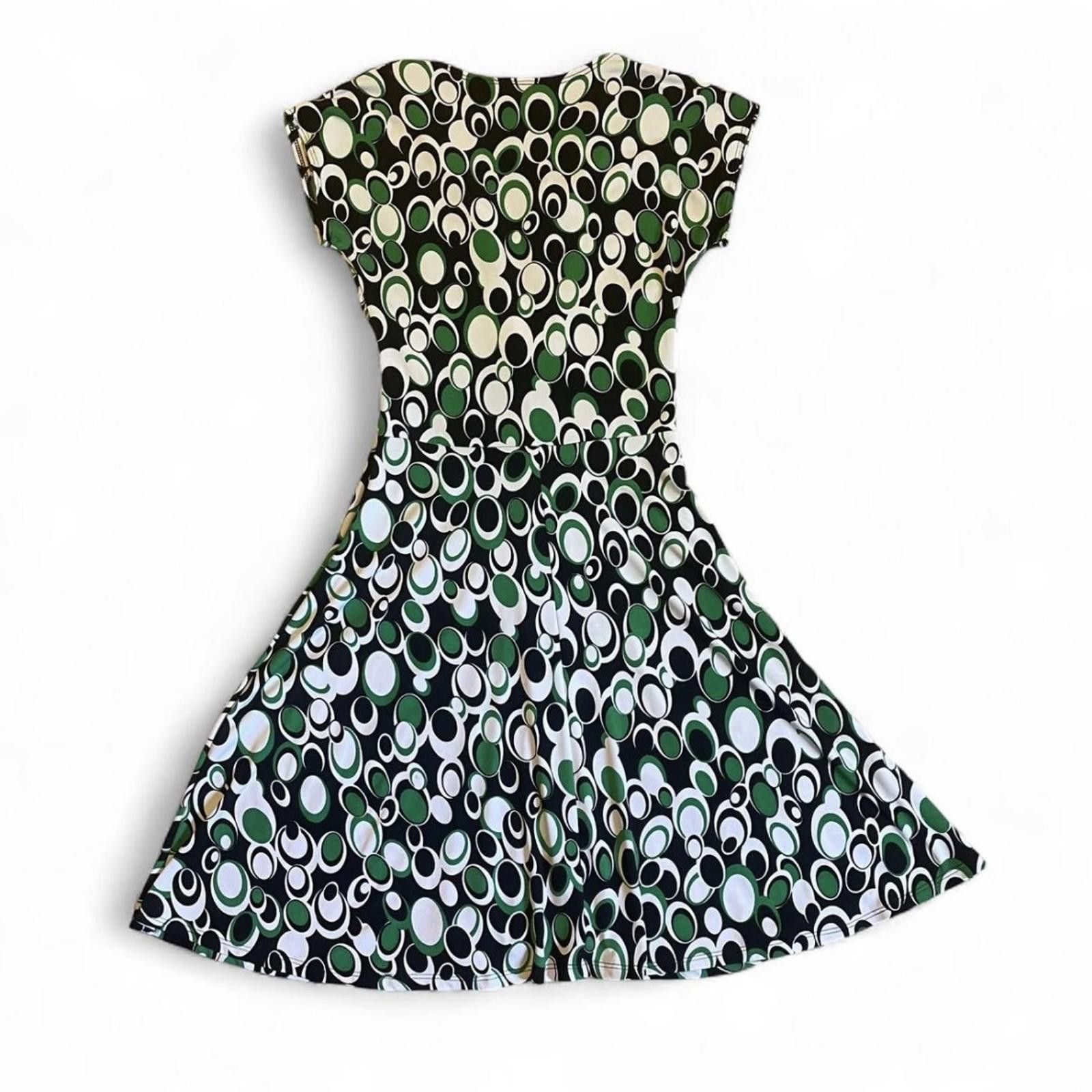 Other Vintage Dress Size Green Black White Circle Pattern Size S / US 4 / IT 40 - 2 Thumbnail