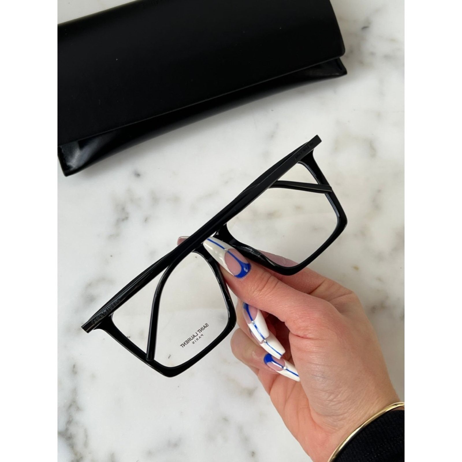 Saint Laurent Paris NEW Saint Laurent SL474 Opt Black Square Frames Size ONE SIZE - 2 Thumbnail