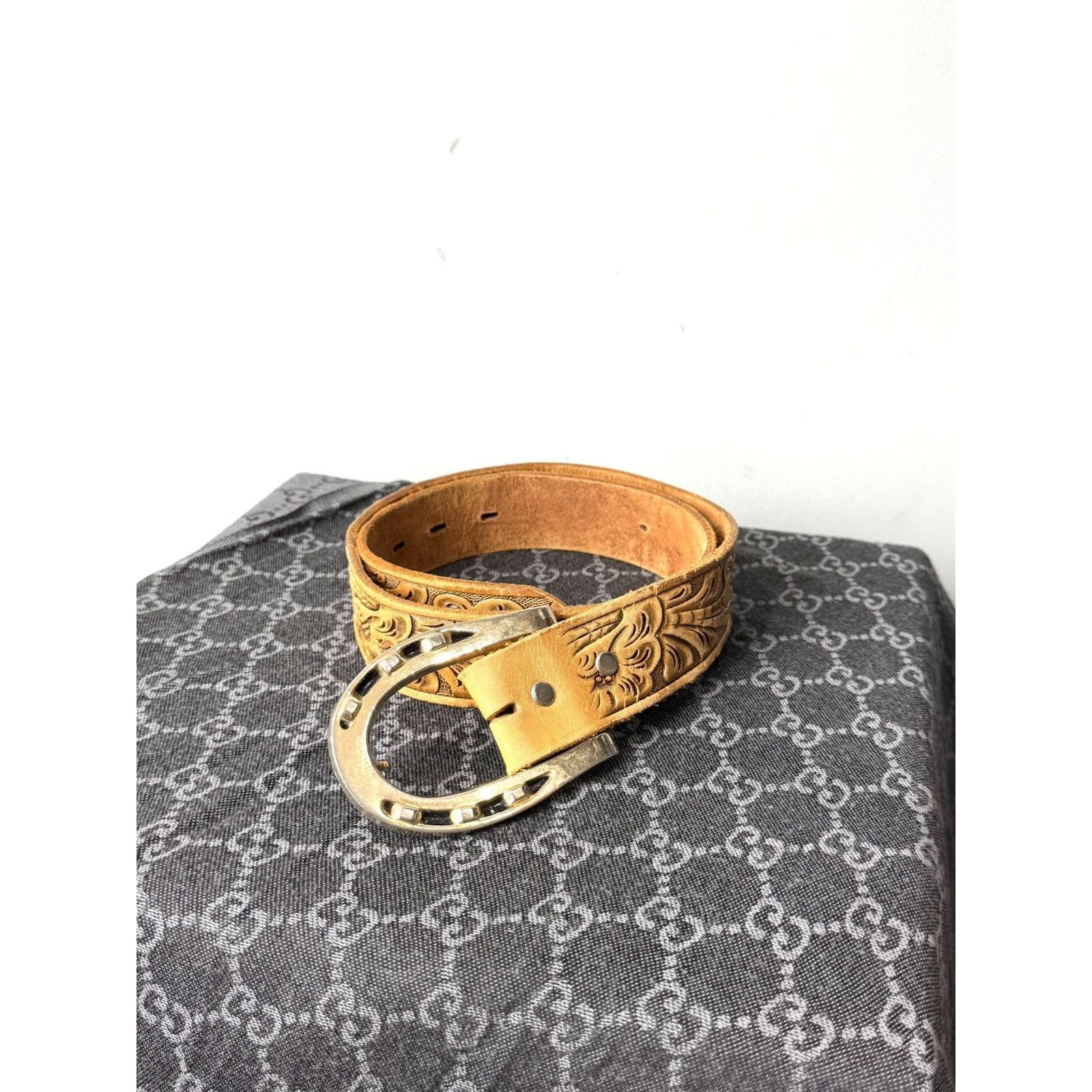 Genuine Leather Rare! Vintage Leather Belt Western Cowboy Style Texas Sendra Size ONE SIZE - 1 Thumbnail
