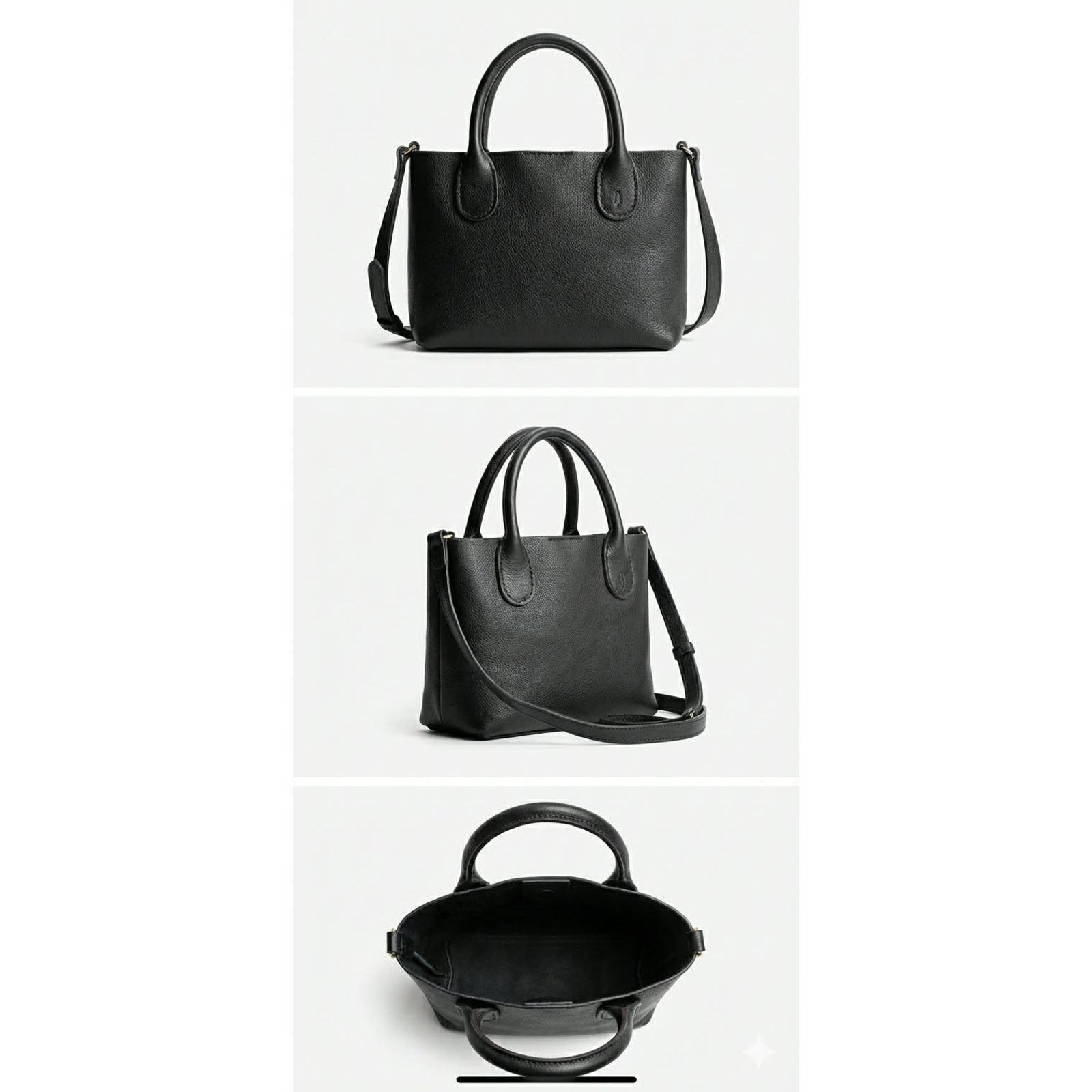 Portland Leather Portland Leather Goods Raindrop Crossbody Bag Pebbled Black Size ONE SIZE - 4 Thumbnail
