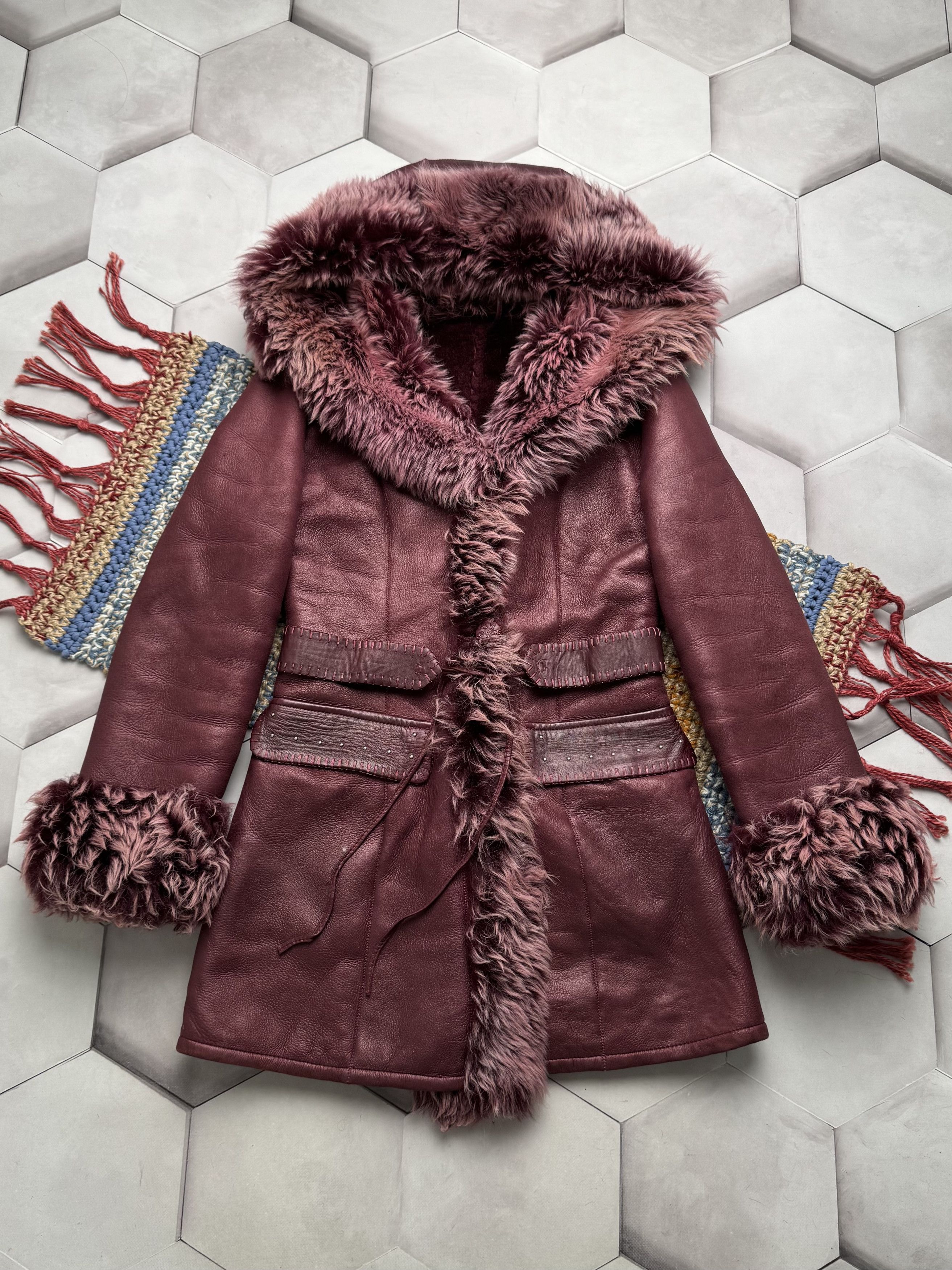 Japanese Brand Vintage Real Sheepskin Hooded Coat (E4) Size S / US 4 / IT 40 - 1 Thumbnail