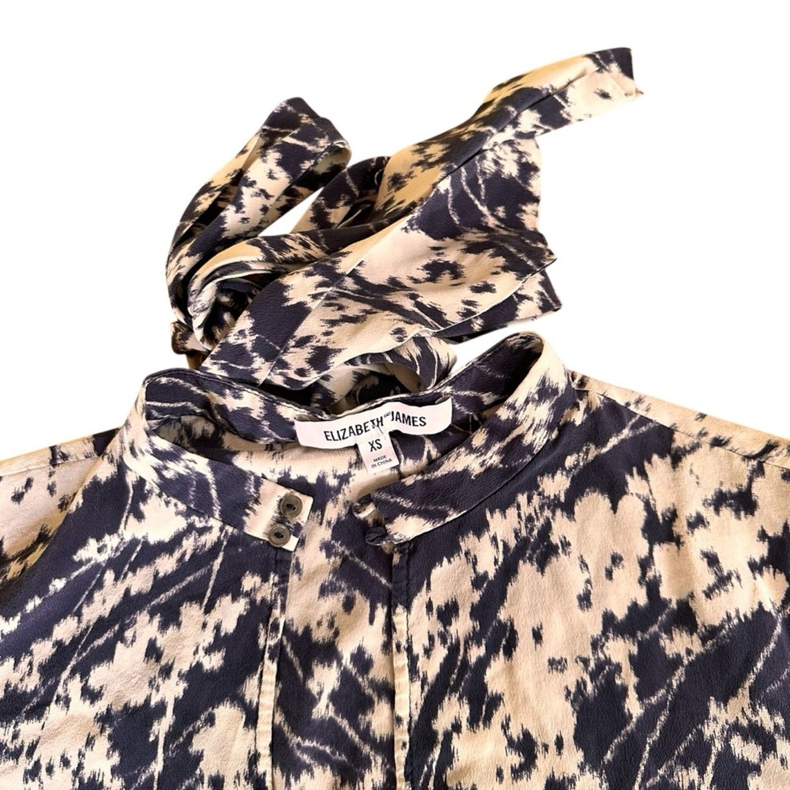 Elizabeth and James Elizabeth & James Silk Neck Bow Blouse – Blue/White Size XS / US 0-2 / IT 36-38 - 4 Thumbnail