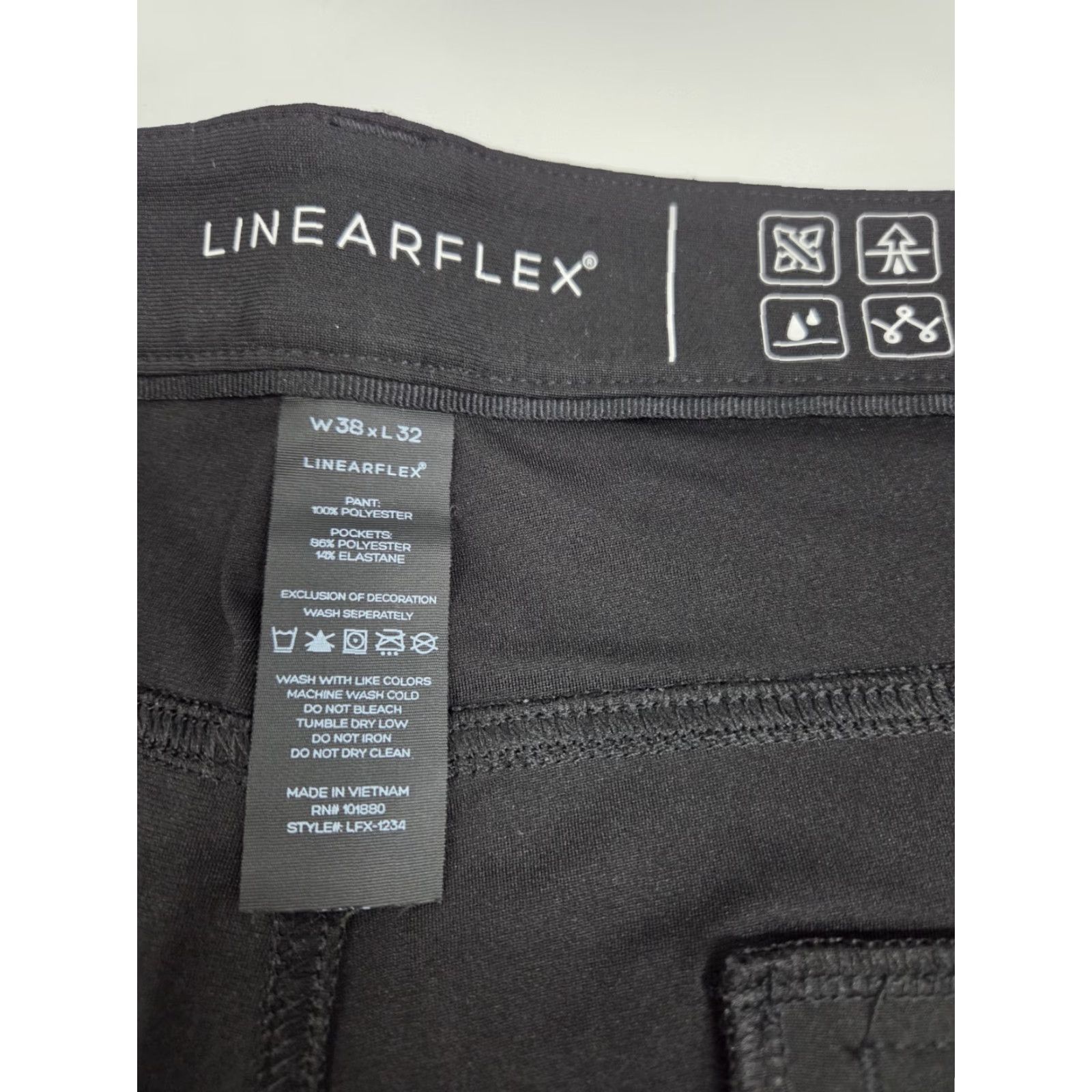 Vintage LINEARFLEX Men's Pants Black Zip Back Front Pocket 38/32 Chino Straight Slim? No, keep. (No extra) Size US 38 / EU 54 - 6 Thumbnail
