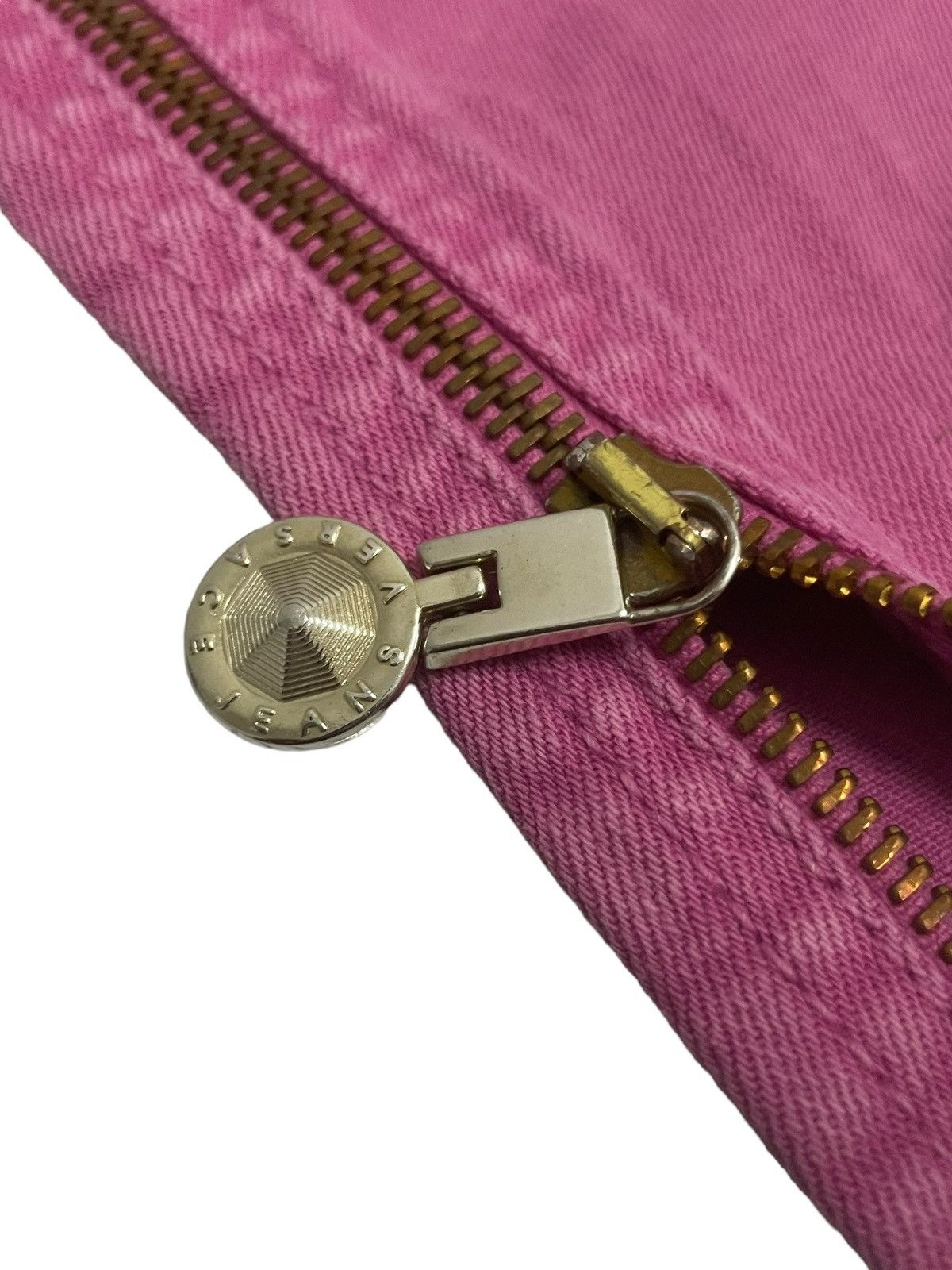 Versace Cross Zip Up Zipper Pink Pants