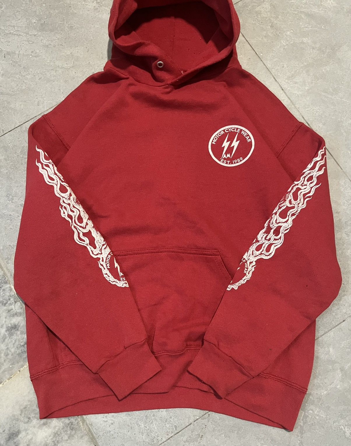 Harley Davidson Vintage 80s RARE Sams Bikers Choppers Flame Sleeve Hoodie Size US M / EU 48-50 / 2 - 6 Thumbnail