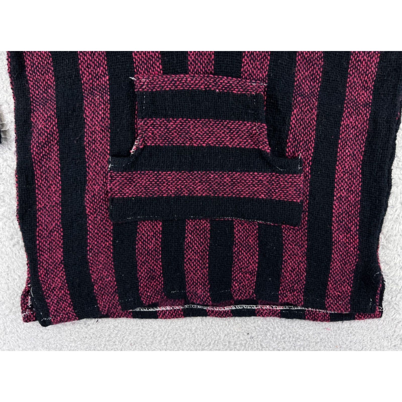 Vintage Baja Hoodie Mens Medium Red Black Acrylic Drug Rug Pocket Sweater Made Mexico Size US M / EU 48-50 / 2 - 7 Thumbnail