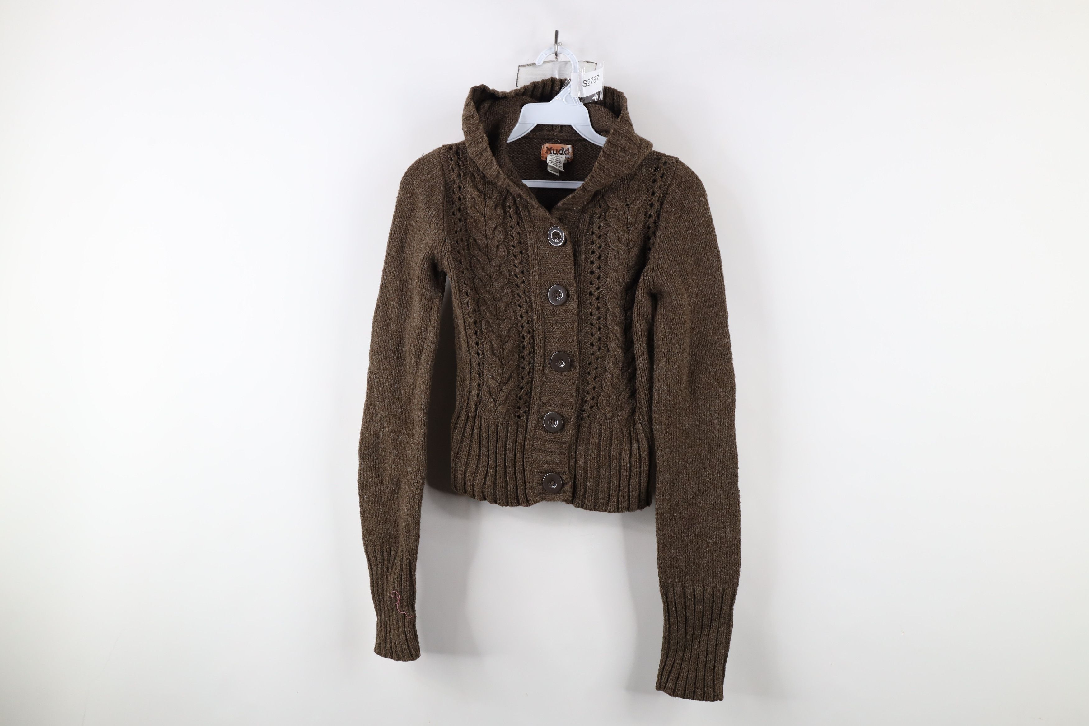 Vintage Vintage 90s Y2K Mudd Fisherman Cable Knit Hoodie Sweater Size M / US 6-8 / IT 42-44 - 1 Thumbnail