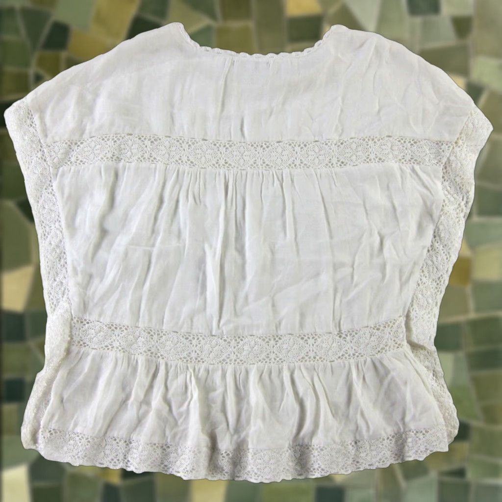 BB Dakota BB Dakota Women Blouse Tunic Kimono Sleeve White Lace Rayon Large Size L / US 10 / IT 46 - 1 Thumbnail