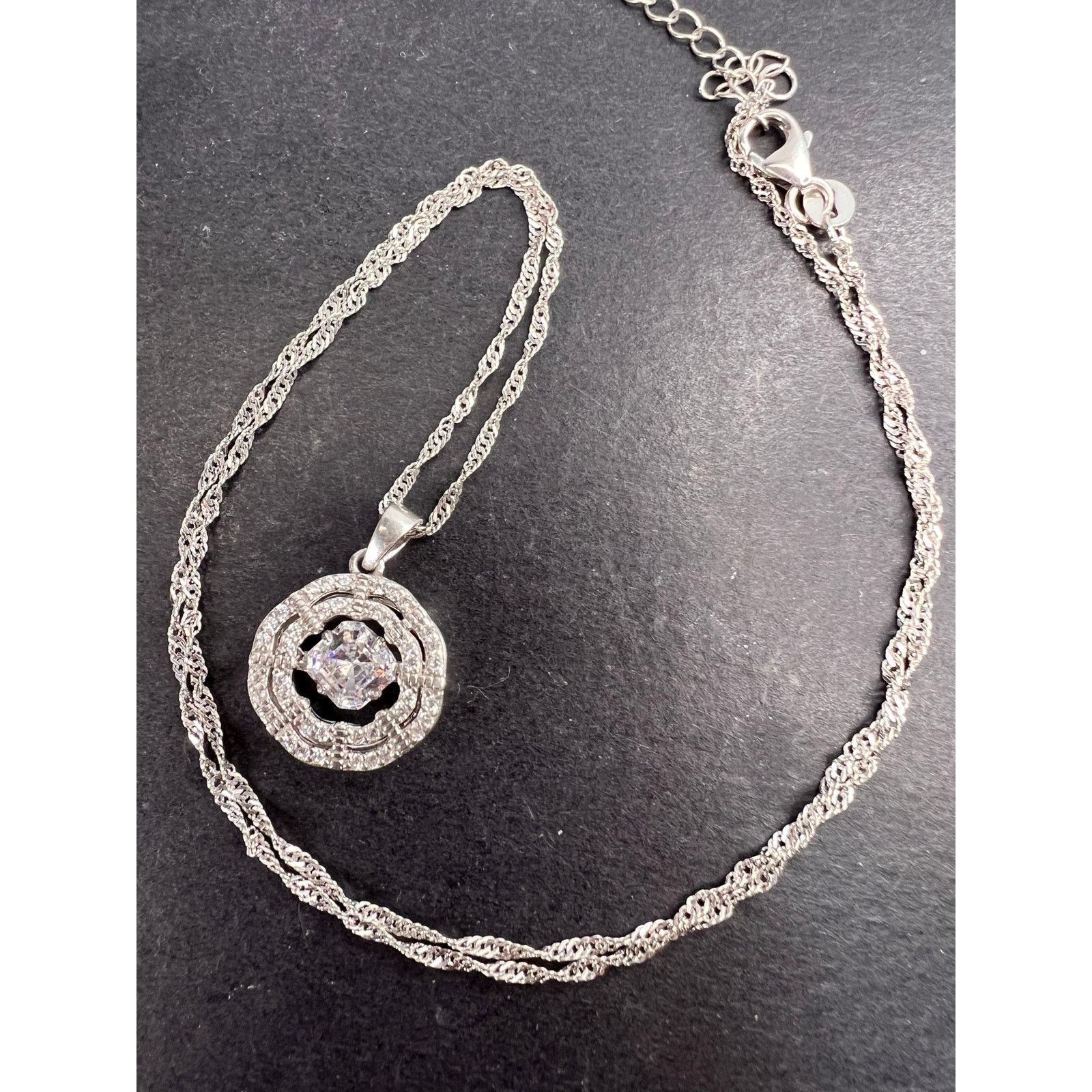 Other CZ Rhodium Over Sterling Dancing Pendant With Chain Size ONE SIZE - 10 Thumbnail