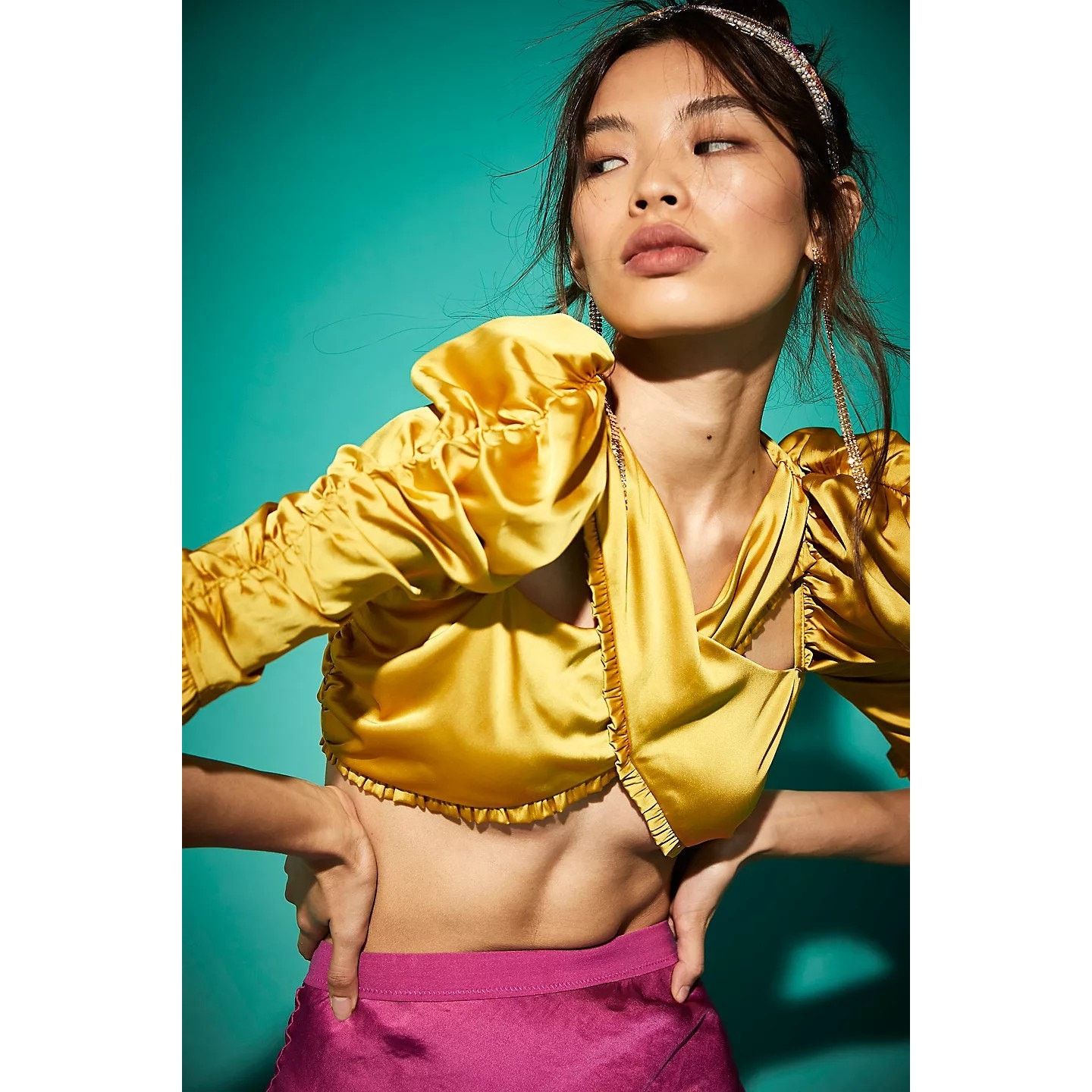 Free People ]Free People FOR LOVE AND LEMONS Alia Cross Front Crop Top Size S / US 4 / IT 40 - 1 Thumbnail