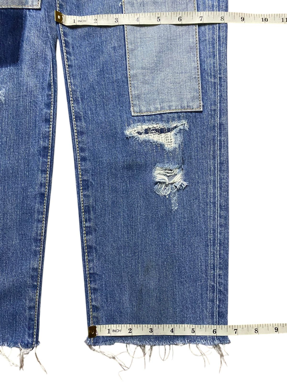 POST ARCHIVE FACTION (PAF) Vintage Moussy Blue Patches Distresse Straight Fit Jean Size 27" / US 4 / IT 40 - 14 Thumbnail