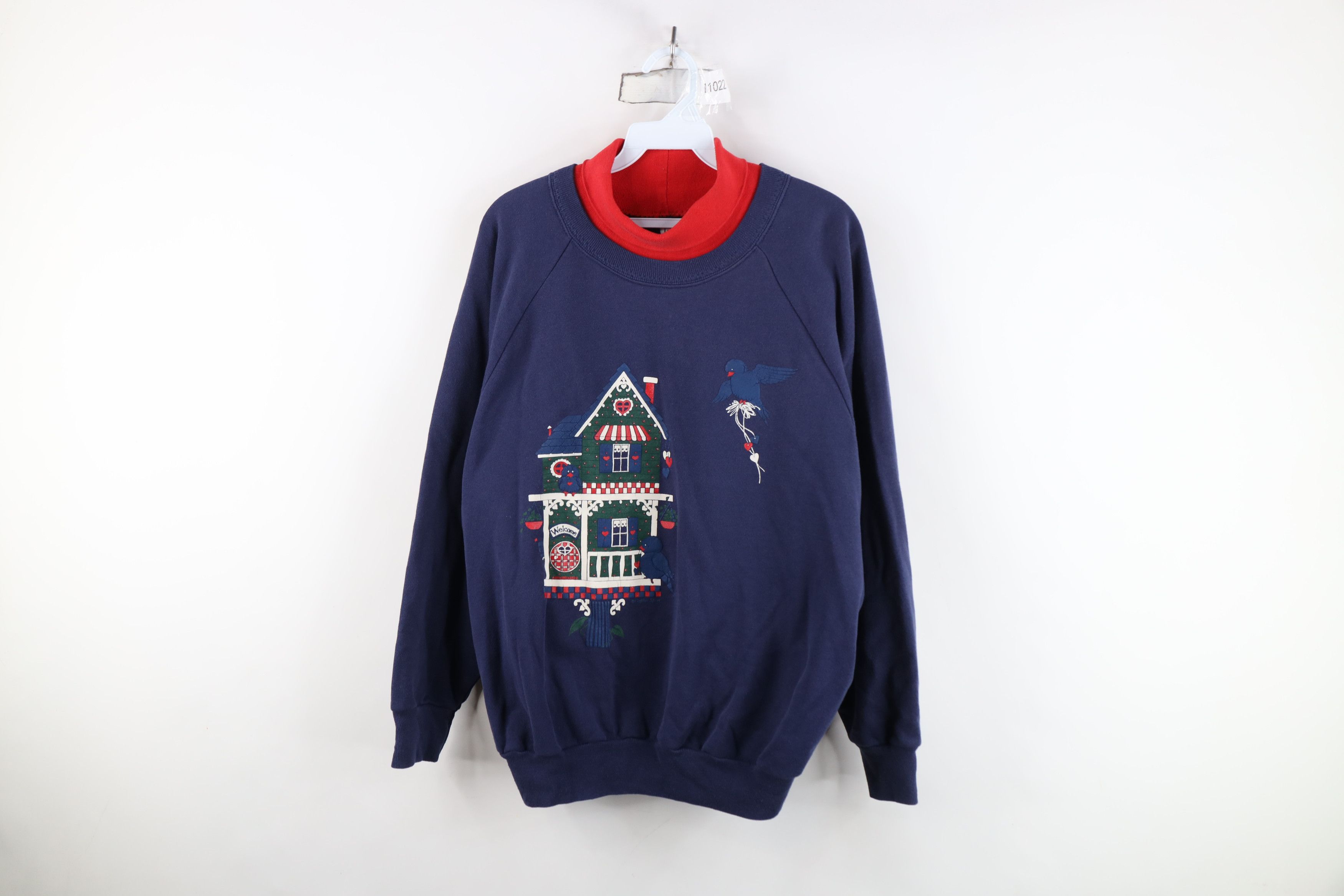 Vintage Vintage 90s Streetwear Birdhouse Turtleneck Sweatshirt USA Size XL / US 12-14 / IT 48-50 - 1 Thumbnail