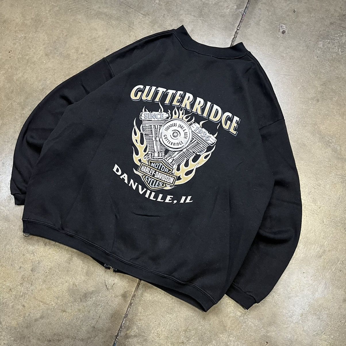 Harley Davidson × Vintage Vintage 90s Harley Davidson Zip Up Crewneck Sweatshirt Boxy Size US XXL / EU 58 / 5 - 2 Thumbnail