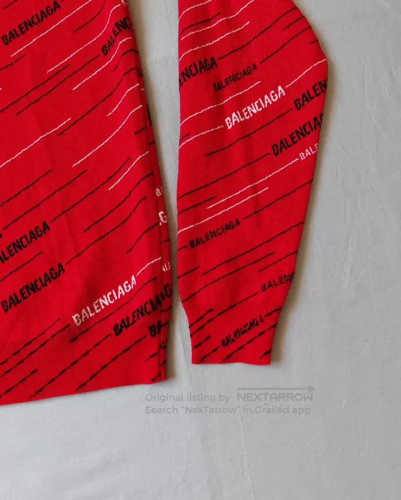 Balenciaga Balenciaga Bulletproof Full Print Logo Sweater Knit - Wool Size US S / EU 44-46 / 1 - 7 Thumbnail