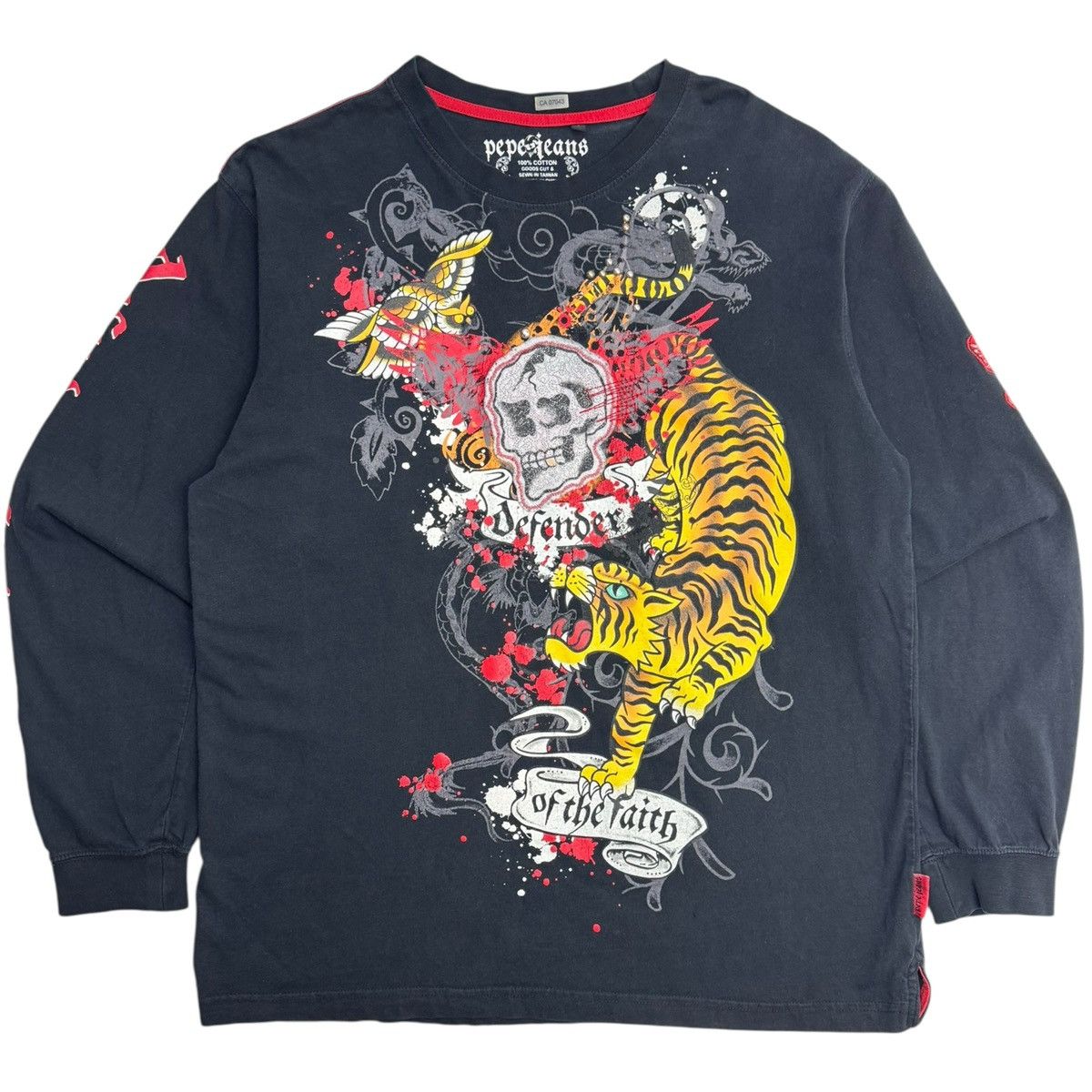 Pepe Jeans Y2K Pepe Jeans Tattoo Embroidered Ed Hardy Style Longsleeve Size US L / EU 52-54 / 3 - 1 Thumbnail