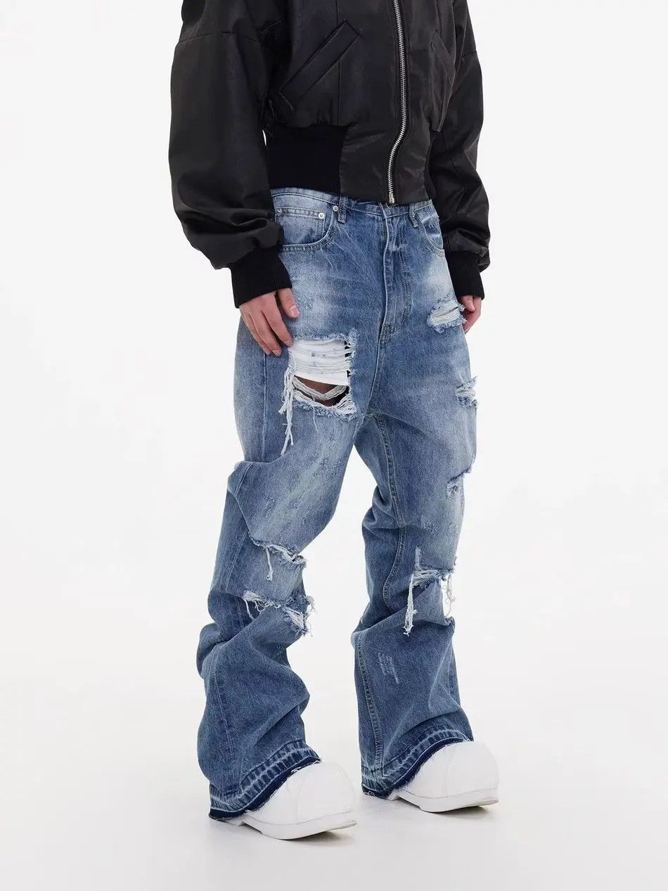 Japanese Brand Retro loose fringe slightly flared jeans Size US 32 / EU 48 - 3 Thumbnail