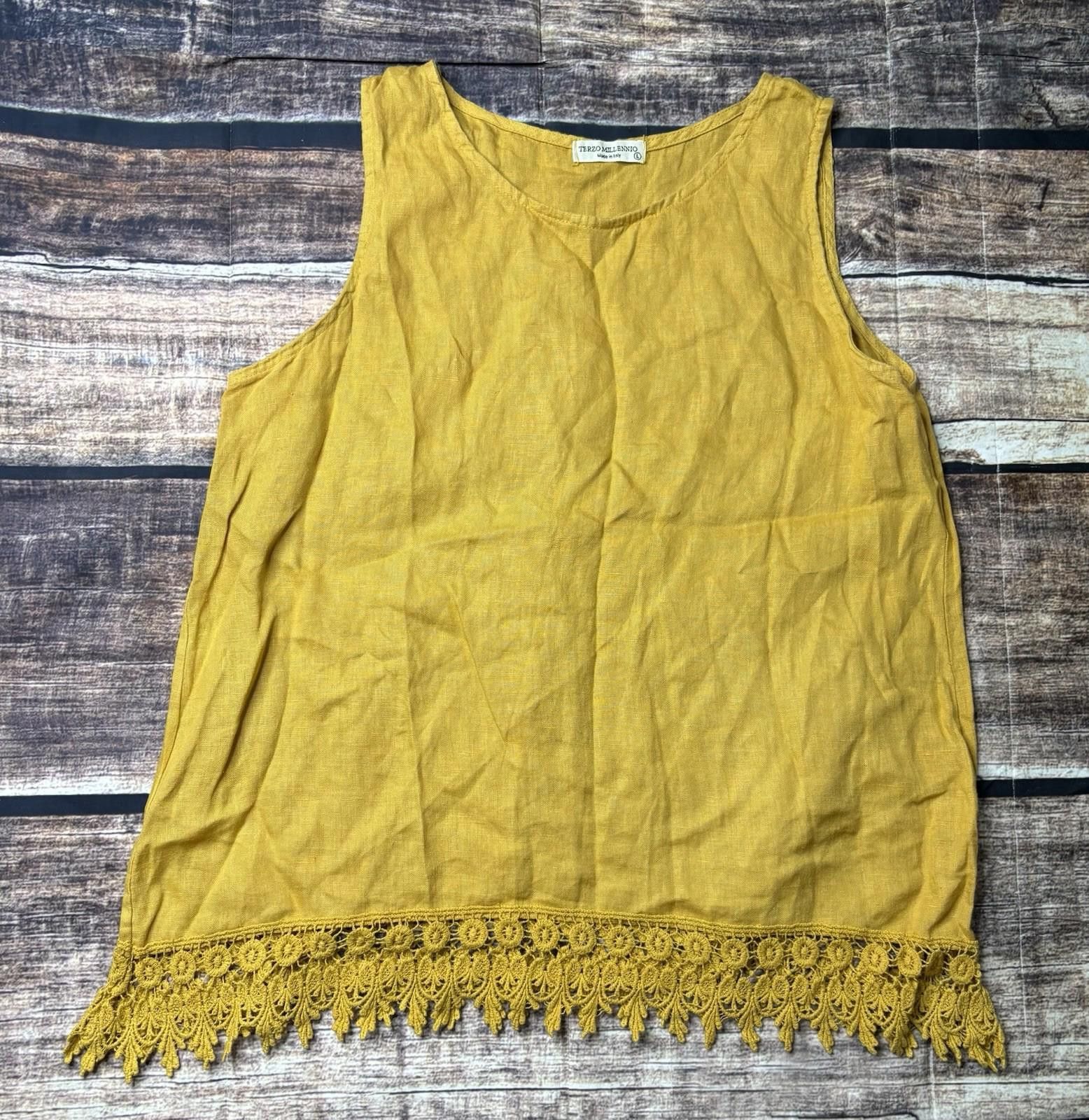Other Terzo Millennio Top Womens Large Linen Made in Italy Crochet Size L / US 10 / IT 46 - 1 Thumbnail