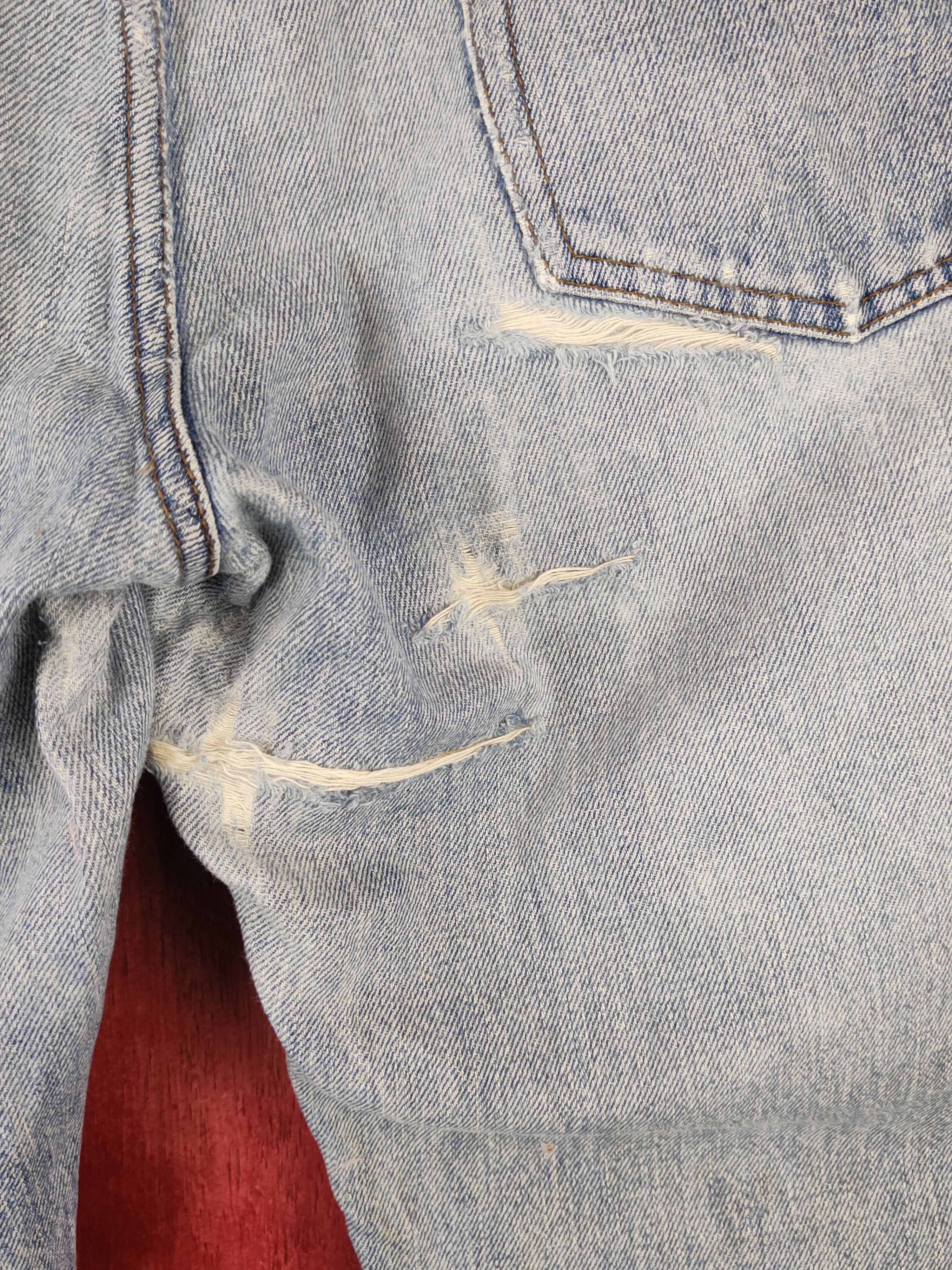 Japanese Brand Topvalu Blue Distressed Ripped Jeans #S2143 Size US 35 - 9 Thumbnail