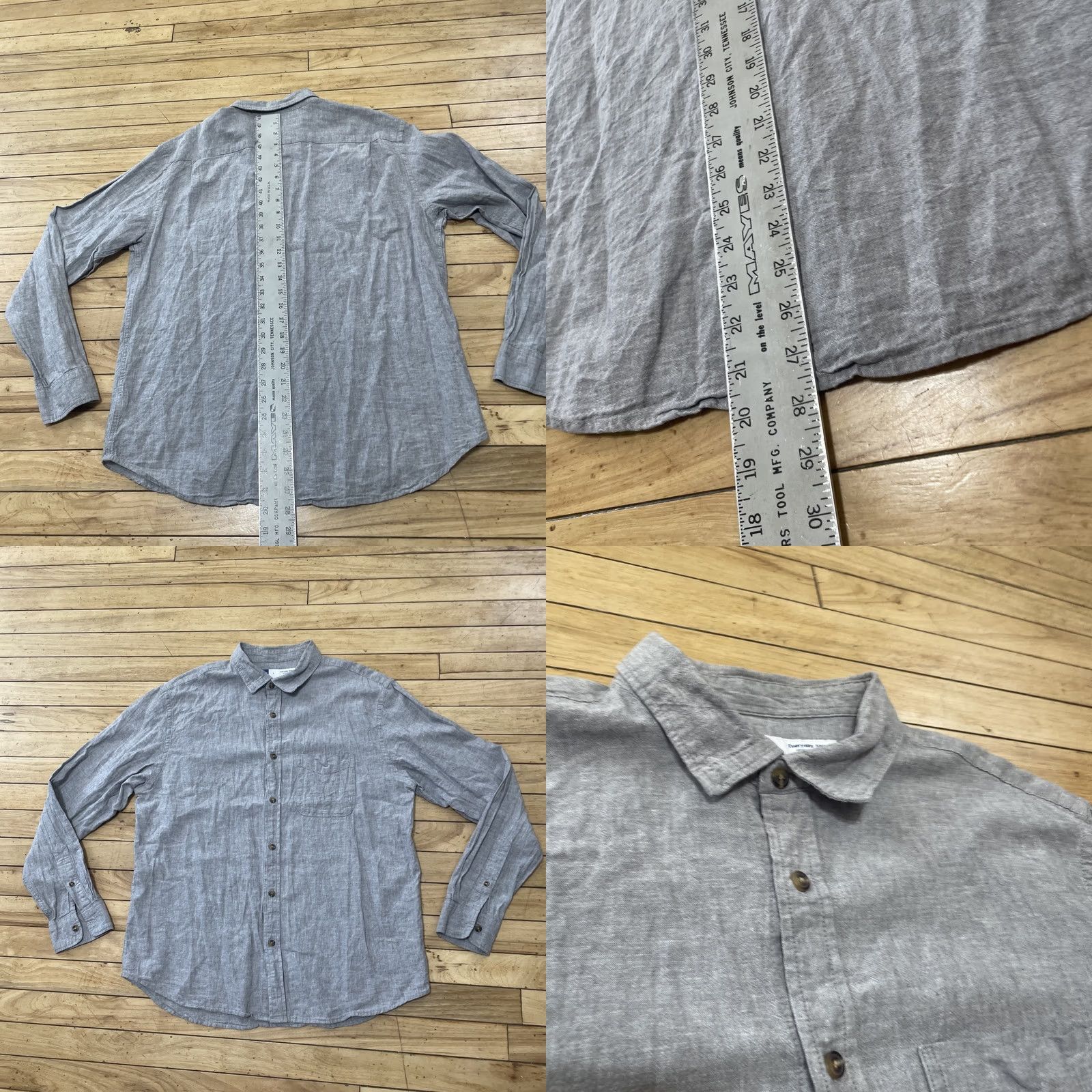 Old Navy VINTAGE OLD NAVY Button Shirt Men L Linen Everyday Shirt Light Gray Nautical Preppy 44" Mens Regular Long Sleeve Collared Shirt Size US L / EU 52-54 / 3 - 8 Thumbnail