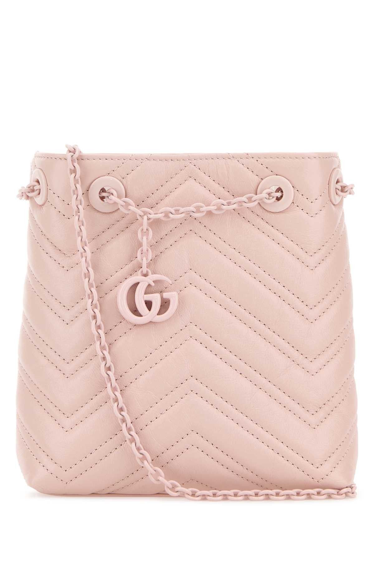 Gucci Pink Leather Micro Gg Marmont Bucket Bag Size ONE SIZE - 1 Thumbnail