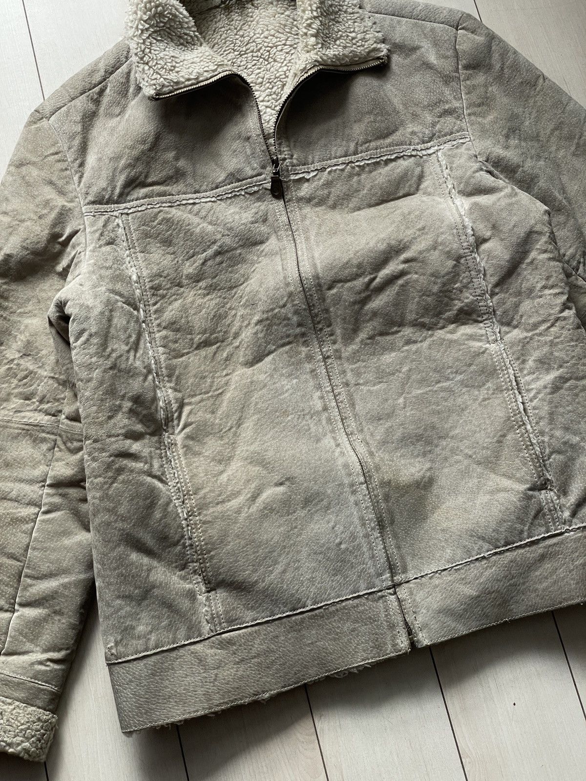 Vintage Beige Leather jacket with teddy fur inside Size US M / EU 48-50 / 2 - 7 Thumbnail