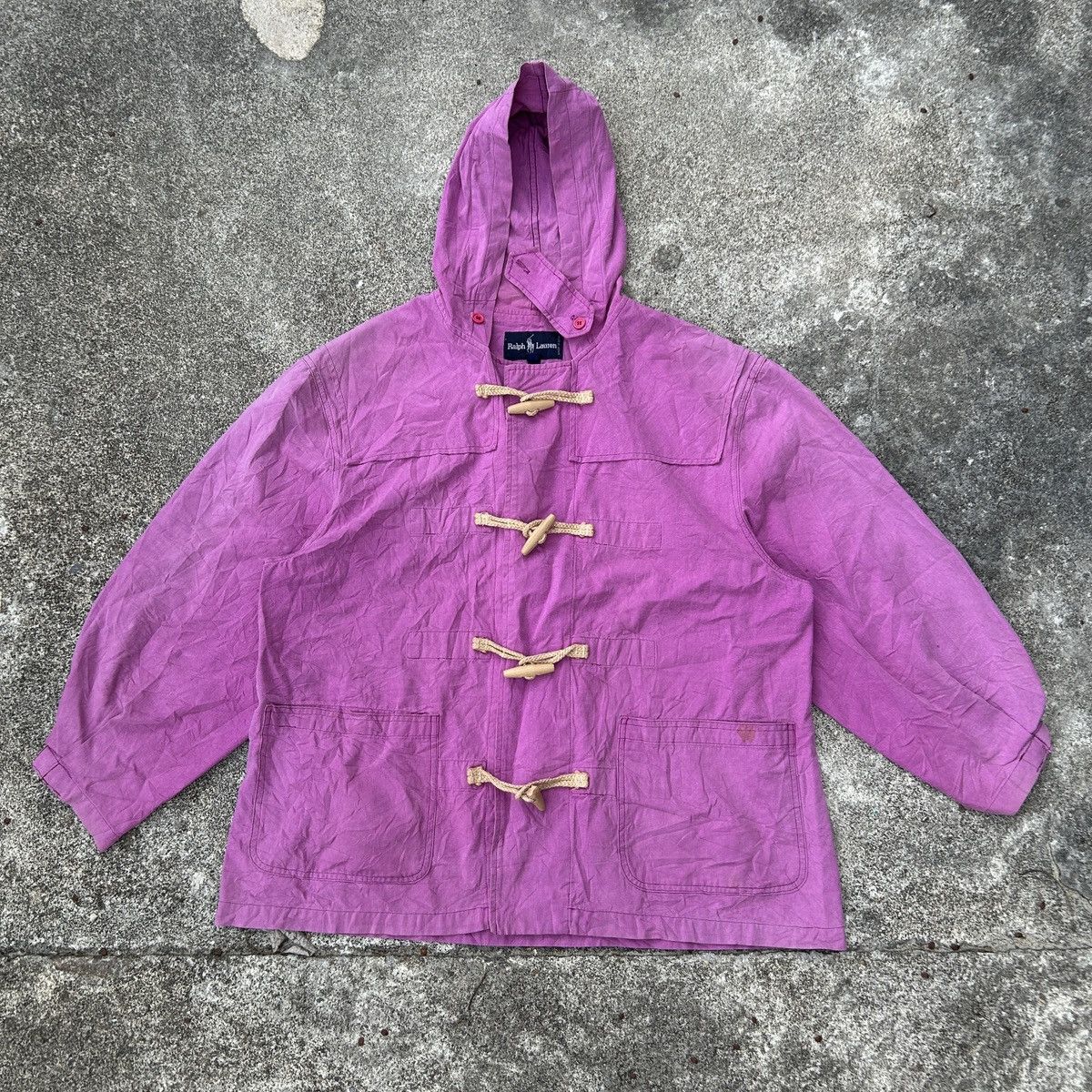 Vintage Vintage 80s-90s Polo Ralph Lauren Toggle Hoodie Sun Faded Size US L / EU 52-54 / 3 - 1 Thumbnail