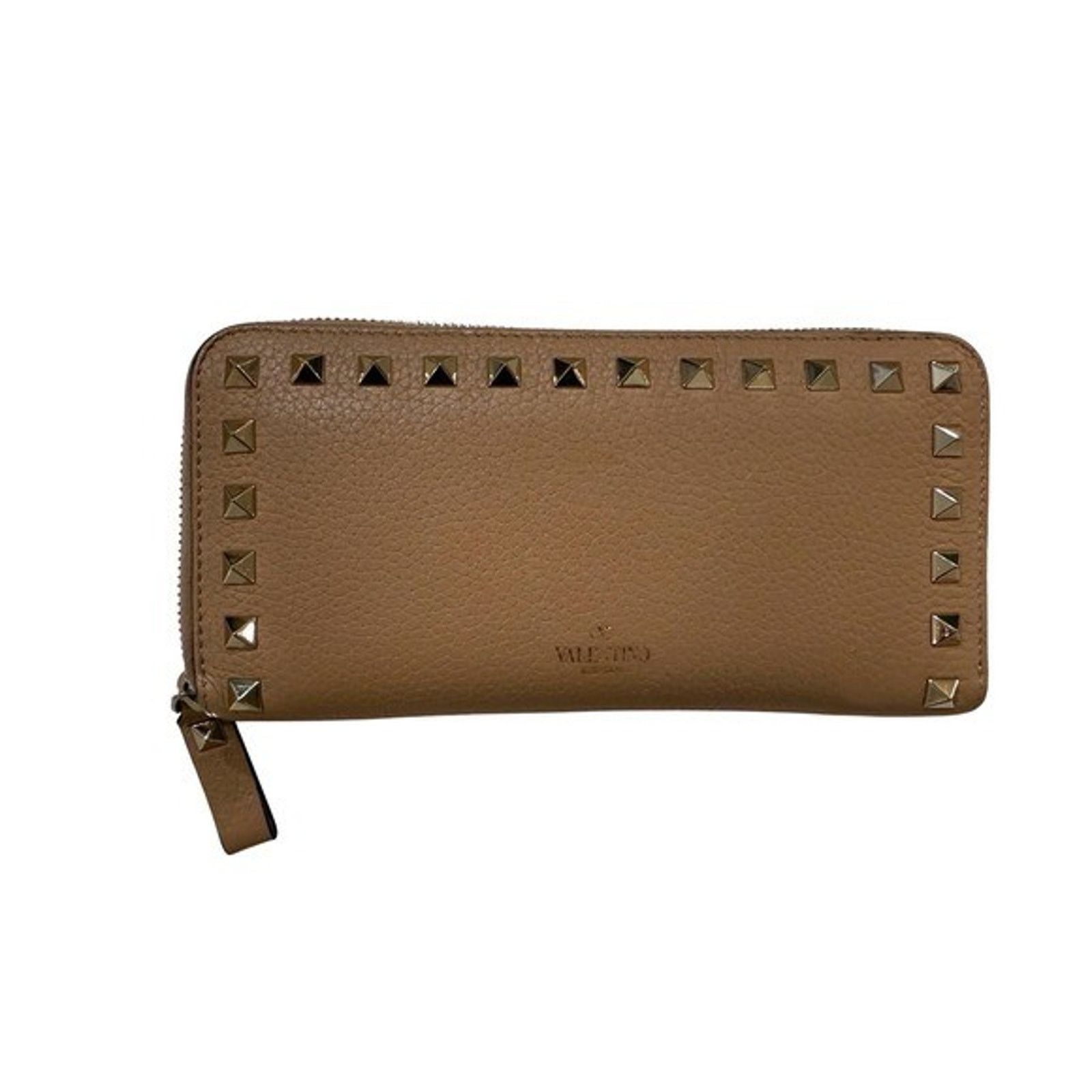 Valentino Valentino Rockstud Wallet Tan Leather Garavani Zip BOX COA Size ONE SIZE - 2 Thumbnail