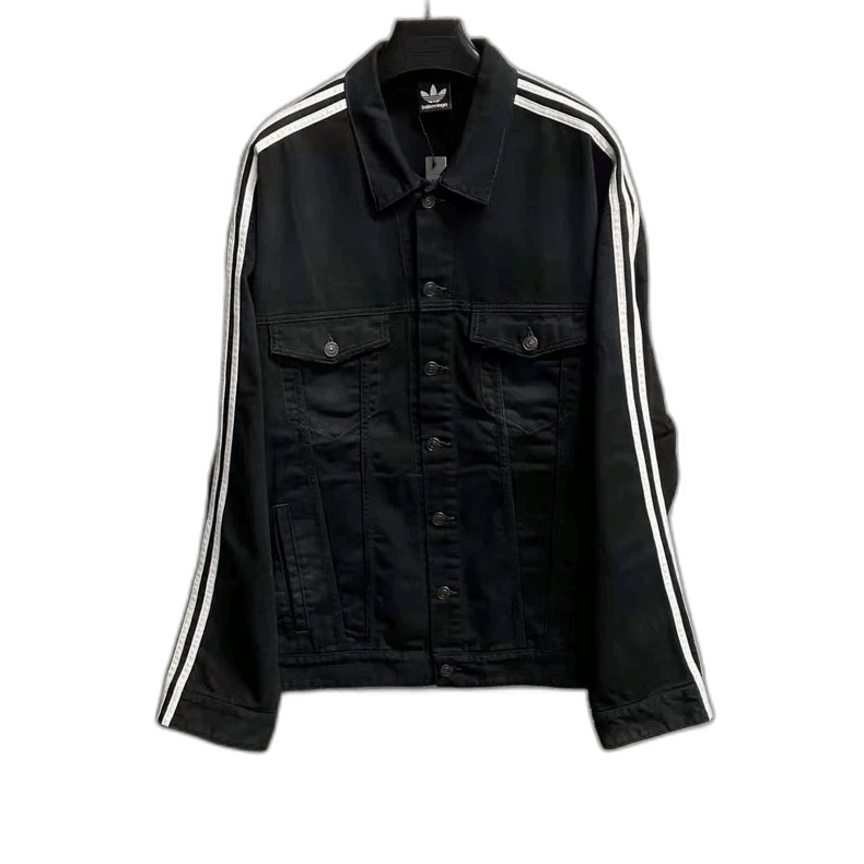 Balenciaga Balenciaga Adidas Black Striped Denim Jacket-2505 Size US M / EU 48-50 / 2 - 1 Thumbnail