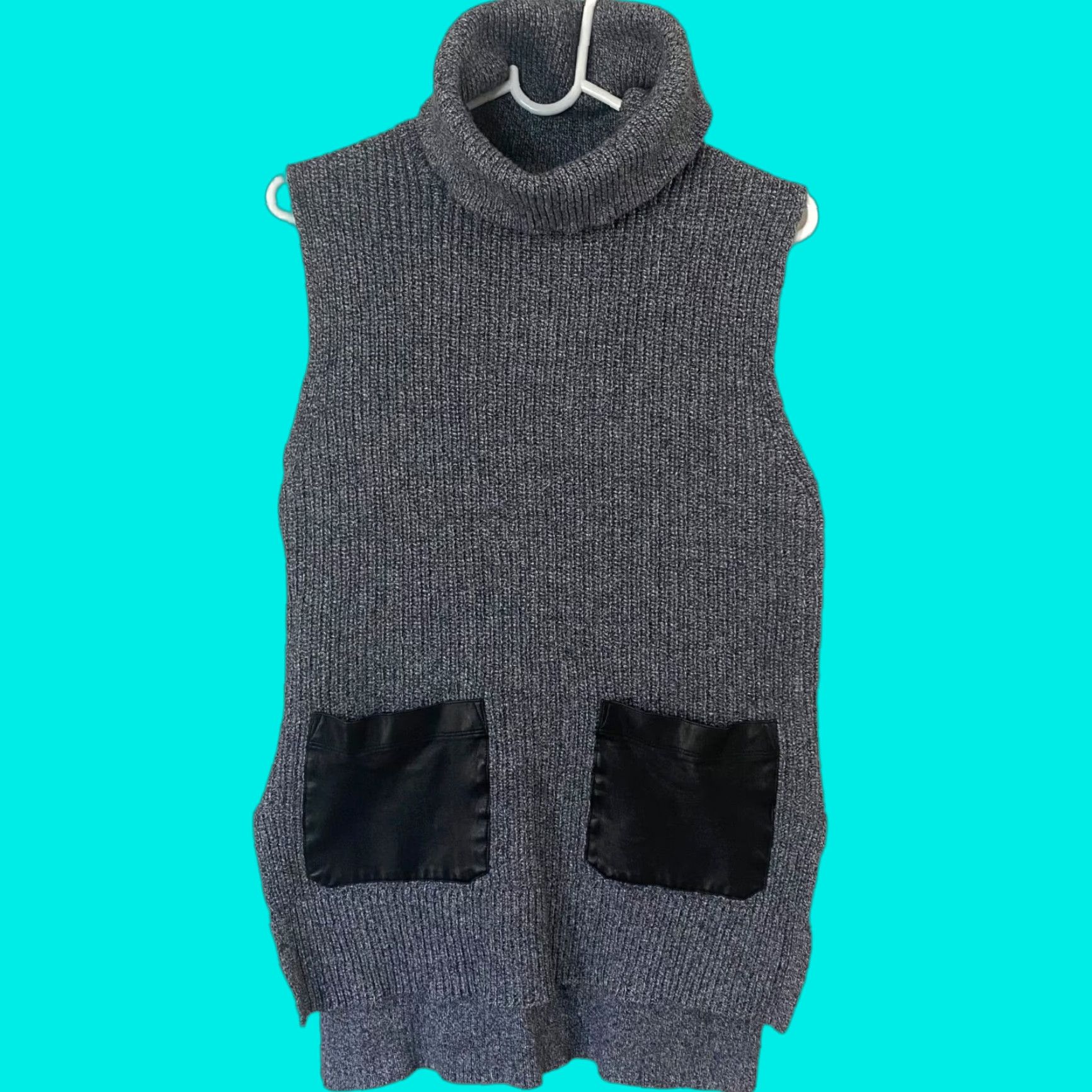 Banana Republic Banana Republic Sleeveless Turtleneck Sweater Women's Small Gray HILO Ribbed Top Pocketed Pullover Size S / US 4 / IT 40 - 1 Thumbnail
