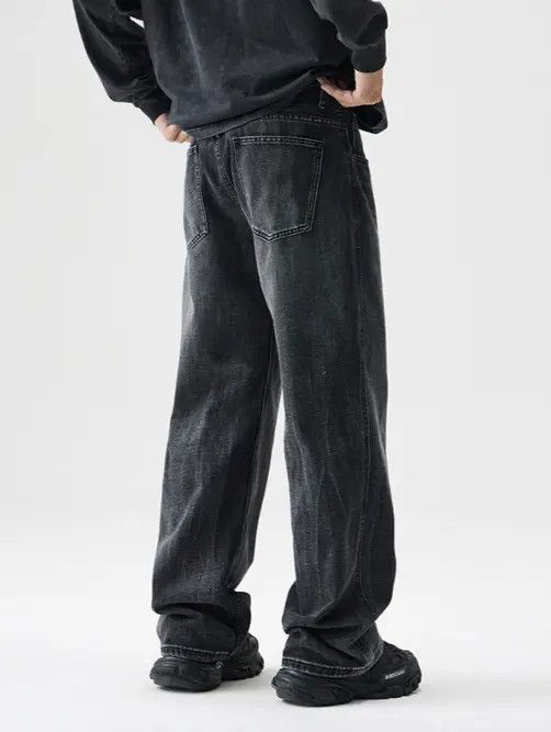 Japanese Brand Men's loose distressed washed wide-leg high street jeans Size US 32 / EU 48 - 5 Thumbnail