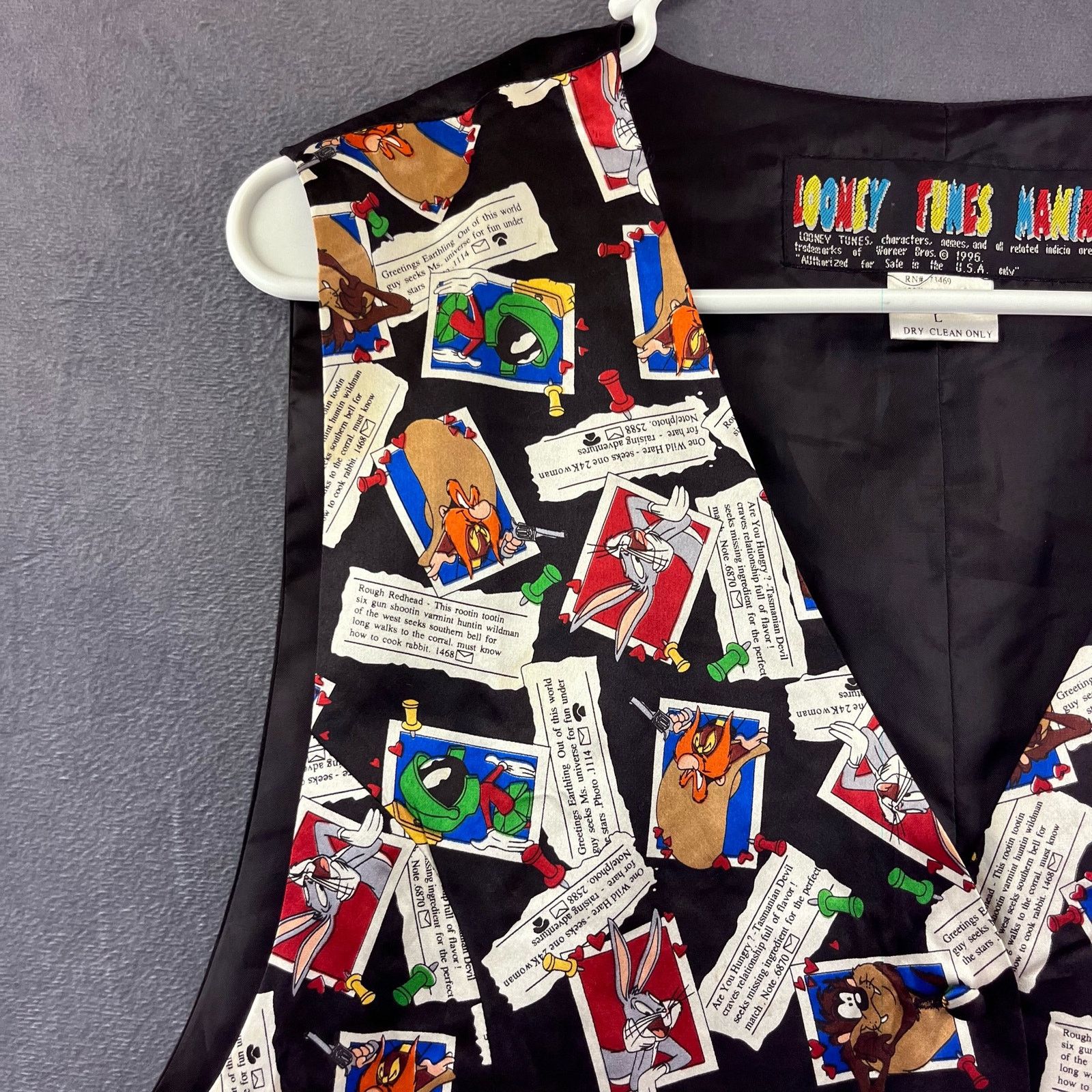 Warner Bros Vintage 100% Silk Looney Tunes Vest Men's Large Western USA Size US L / EU 52-54 / 3 - 2 Thumbnail