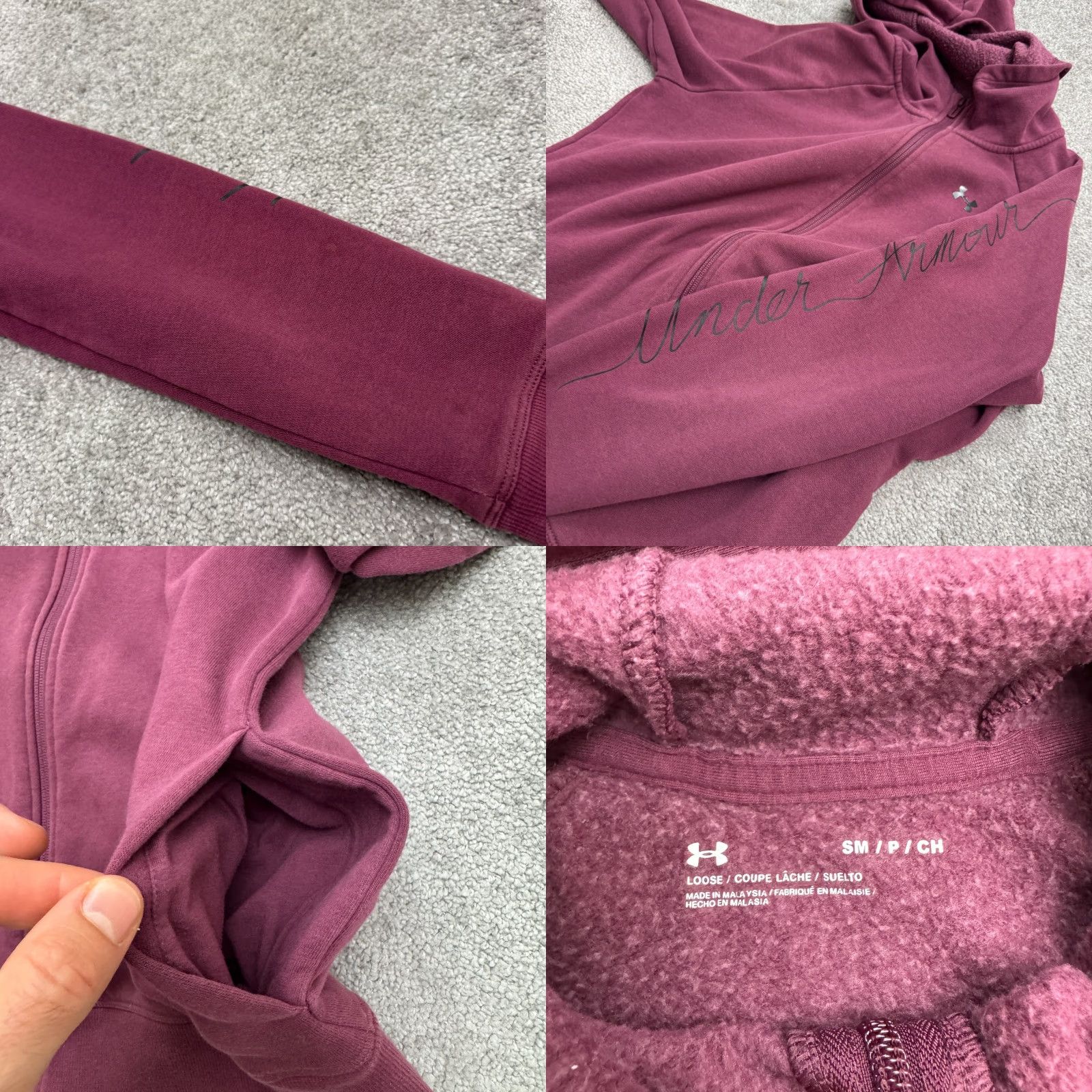 Under Armour Under Armour Hoodie Women S/M Full Zip Loose Fit Purple Print Logo Casual Streetwear Activewear Hoodie Womens S/M Purple Logo Size S / US 4 / IT 40 - 8 Thumbnail