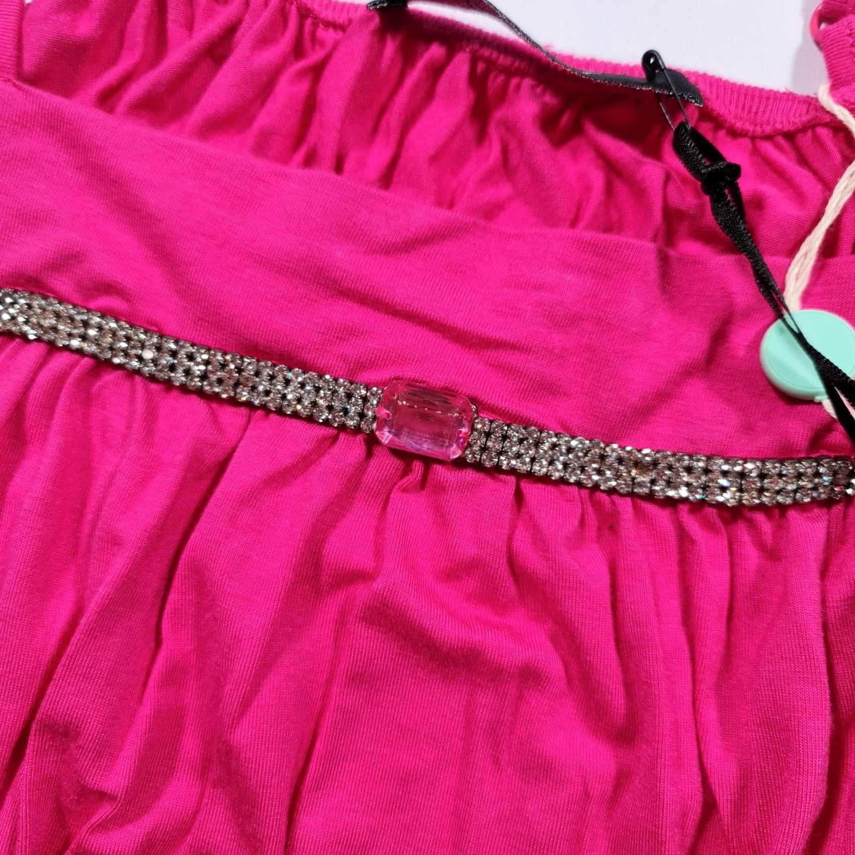 Pinko Phard Womens Top Pink Medium Sleeveless Embellished Blouse Camisole Shirt Dressy City Elegant Rhinestone Spaghetti Strap Pull On Jersey 95% Visco… Size M / US 6-8 / IT 42-44 - 3 Thumbnail