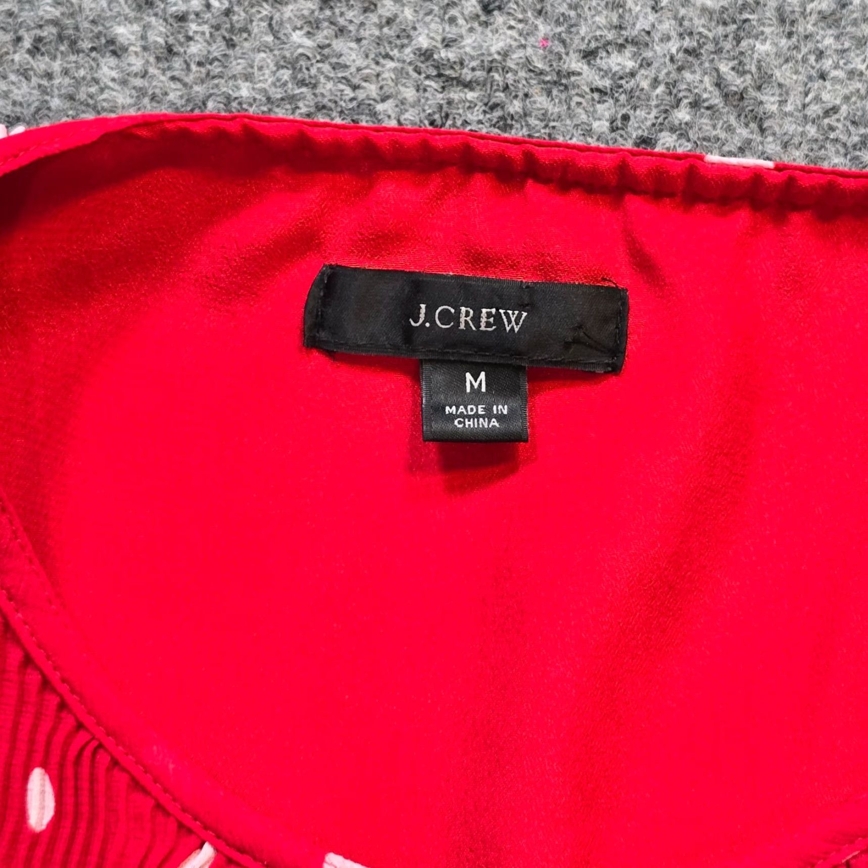 J.Crew J.CREW Blouse Womens Medium Red Polka Dot Pleated Long Sleeve Casual Holiday Career Shirts Size M / US 6-8 / IT 42-44 - 3 Thumbnail